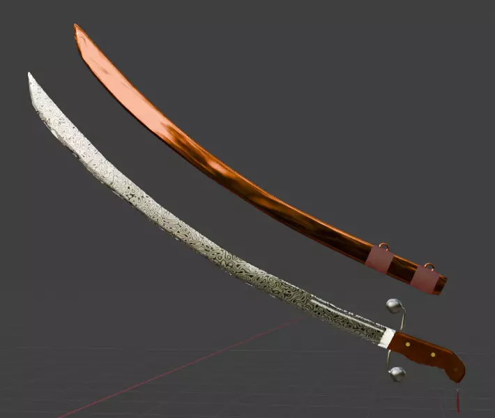 Saber with Sheath 3D model_0