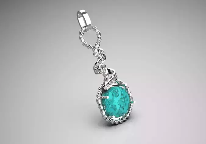 Special women pendant turquoise and diamond model jp0226
