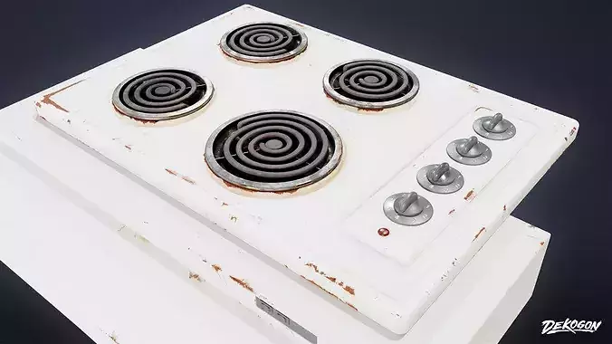 SUBURBS - Stove Top 01 - LOW POLY AND NANITE Low-poly 3D model 6