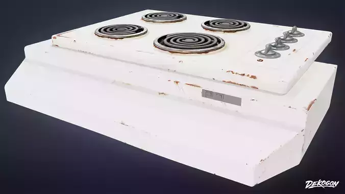 SUBURBS - Stove Top 01 - LOW POLY AND NANITE Low-poly 3D model