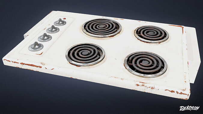 SUBURBS - Stove Top 01 - LOW POLY AND NANITE Low-poly 3D model 3