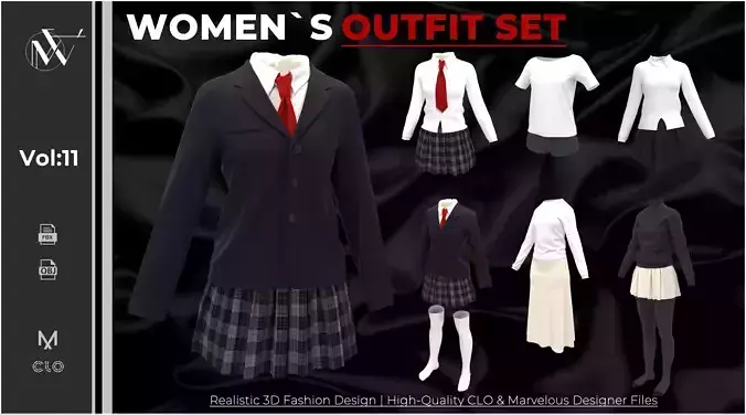 Women Outfit Set  Vol 11  Realistic 3D Clothing