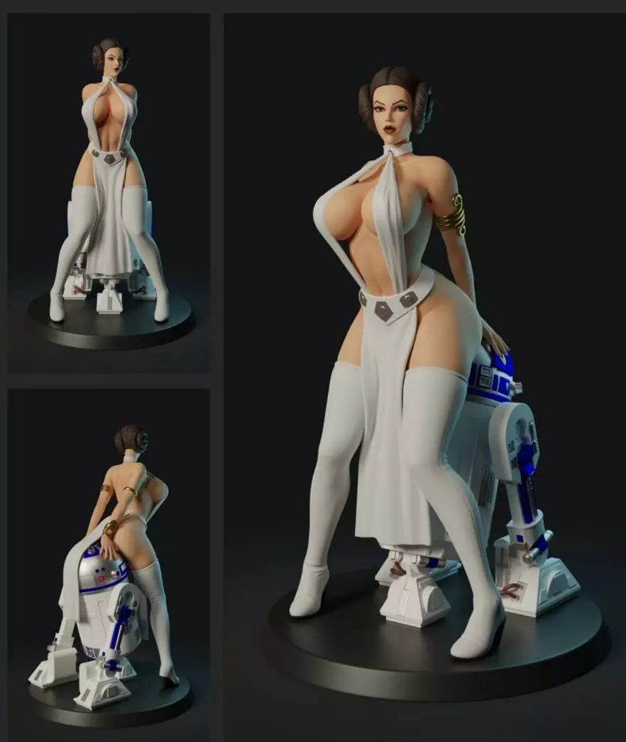 Leia and R2 3D print model