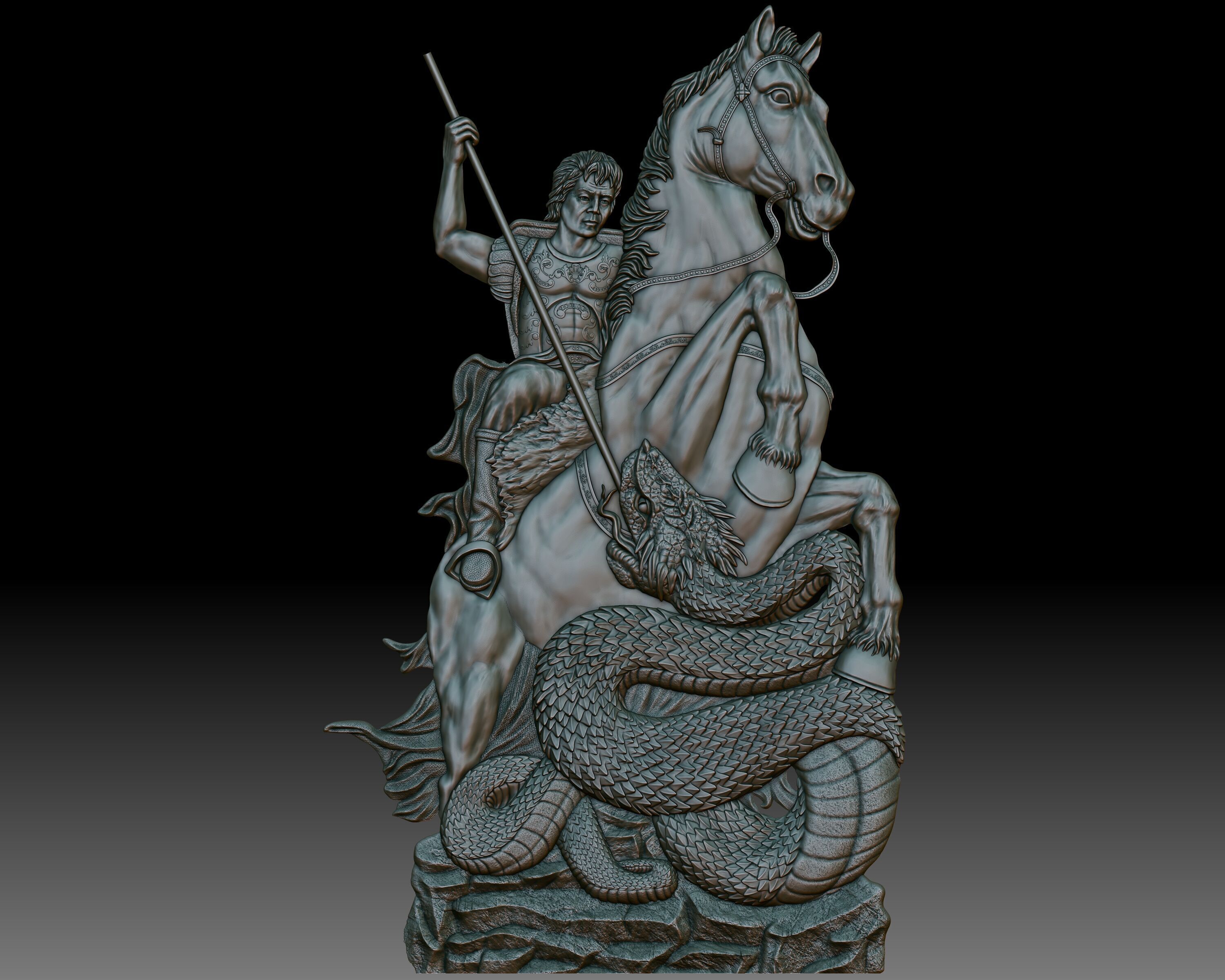 Saint George bas-relief 3D print model_5