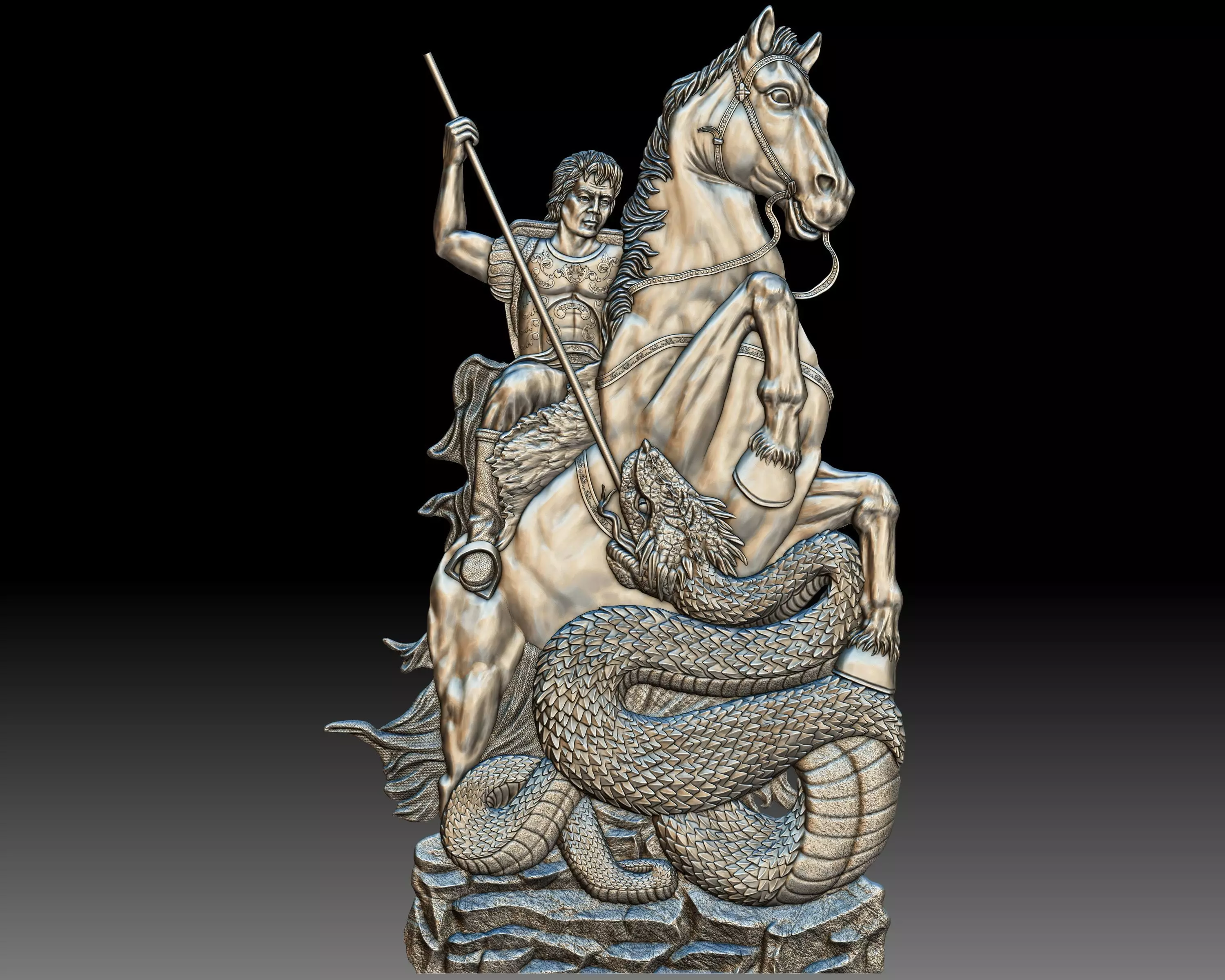 Saint George bas-relief 3D print model_0