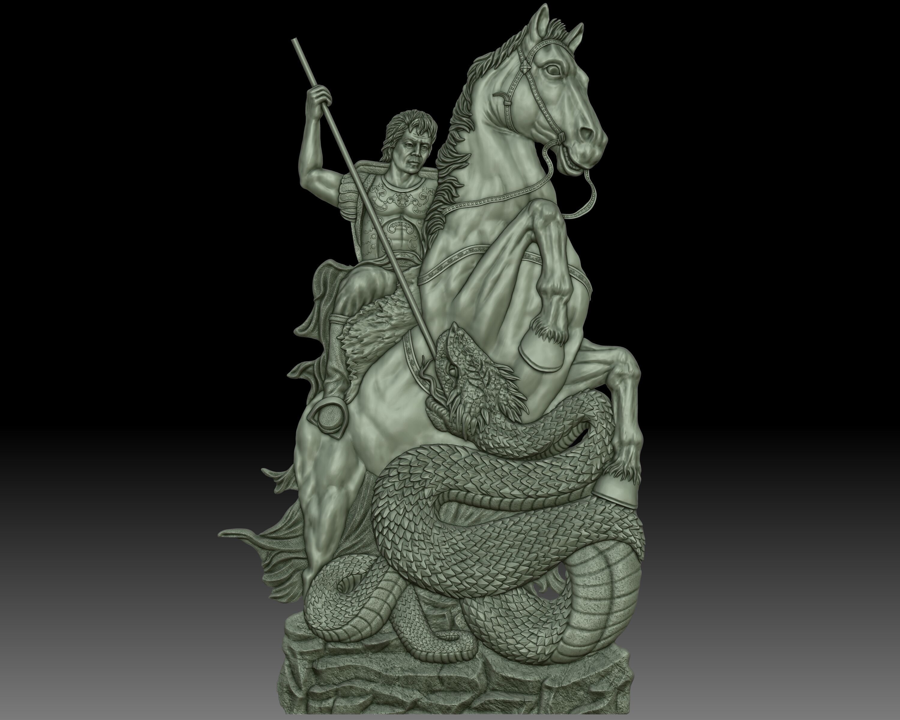 Saint George bas-relief 3D print model_3