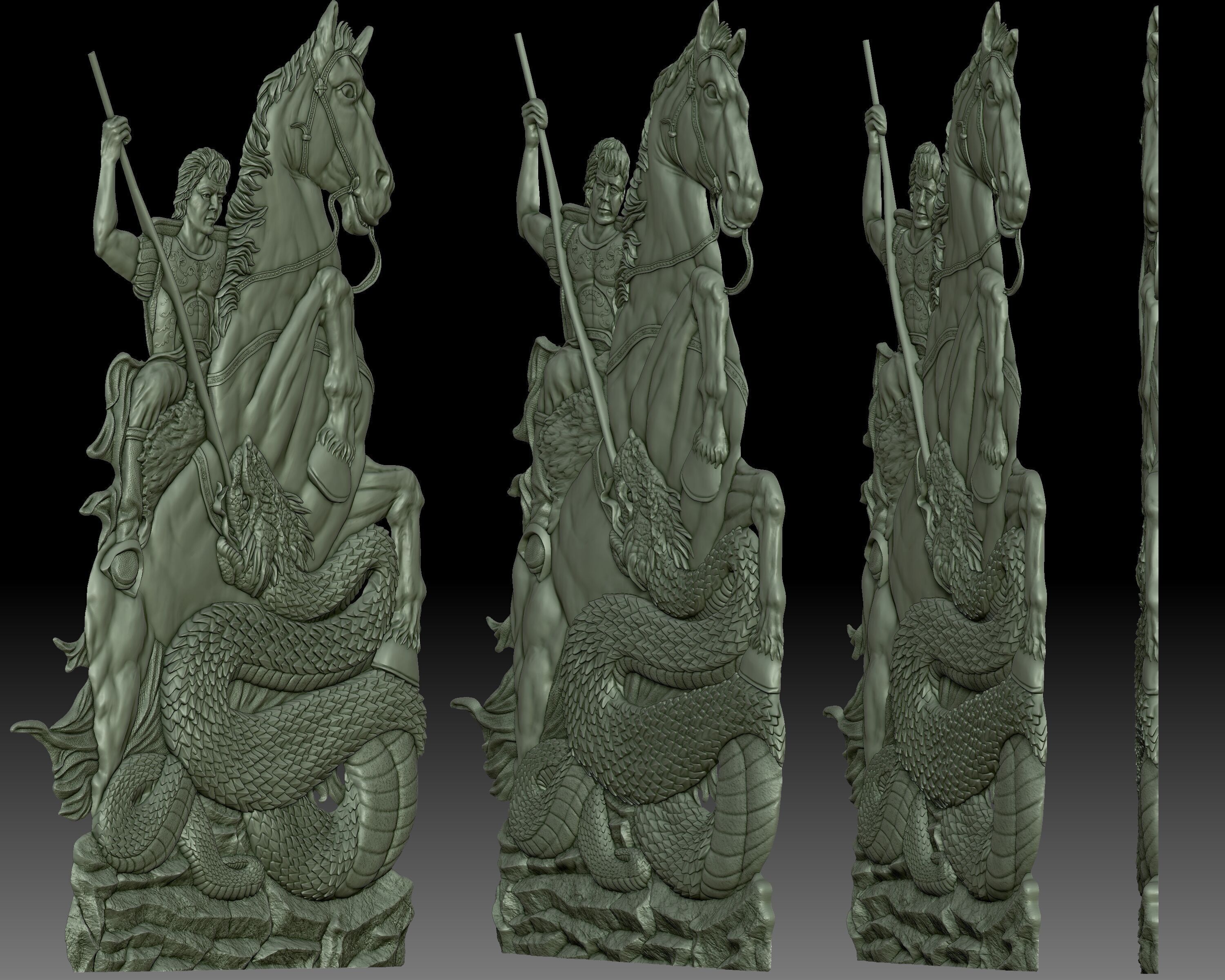 Saint George bas-relief 3D print model_1
