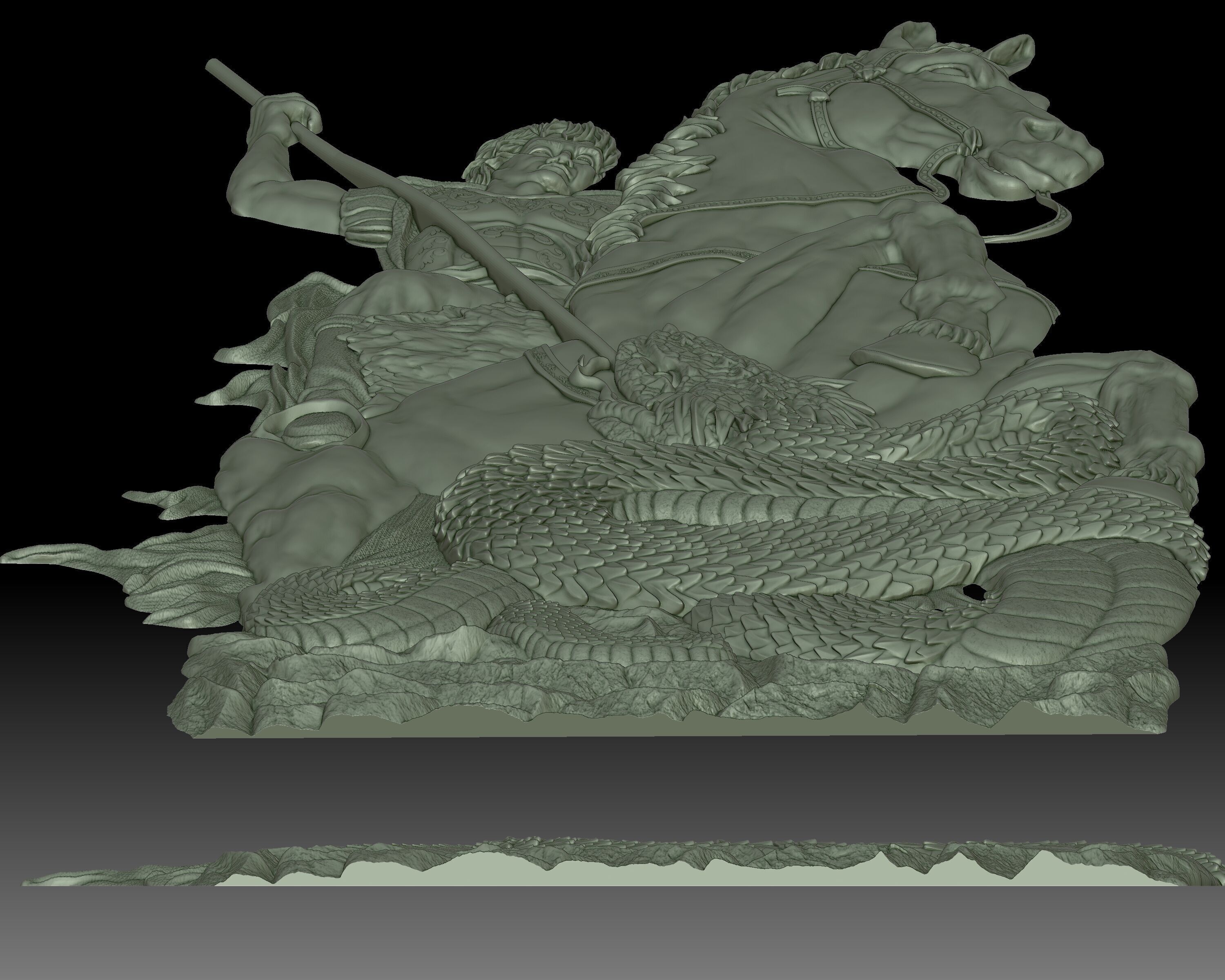 Saint George bas-relief 3D print model_2