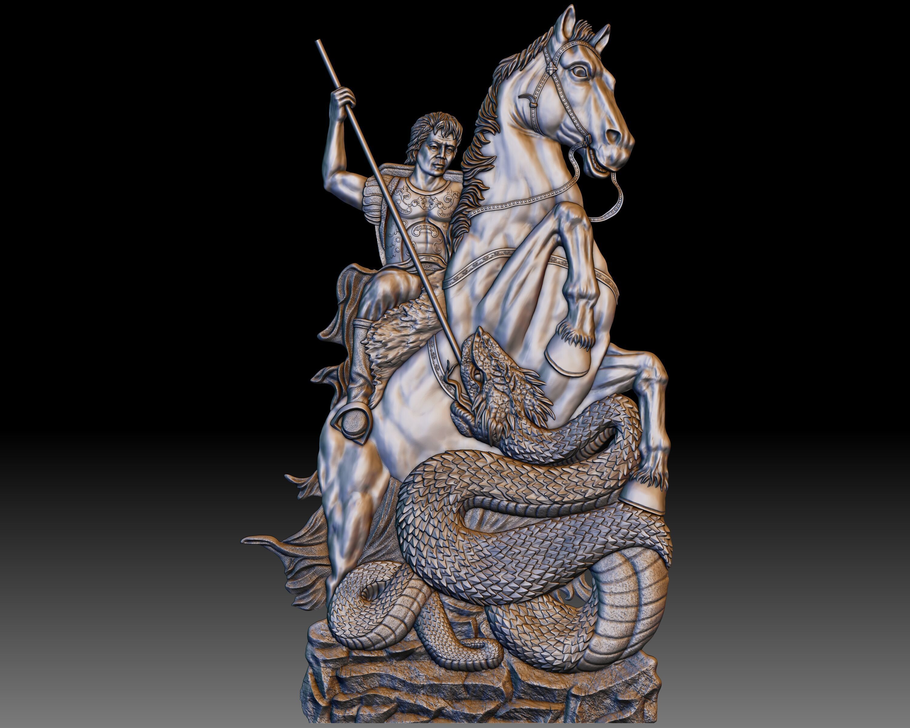 Saint George bas-relief 3D print model_6