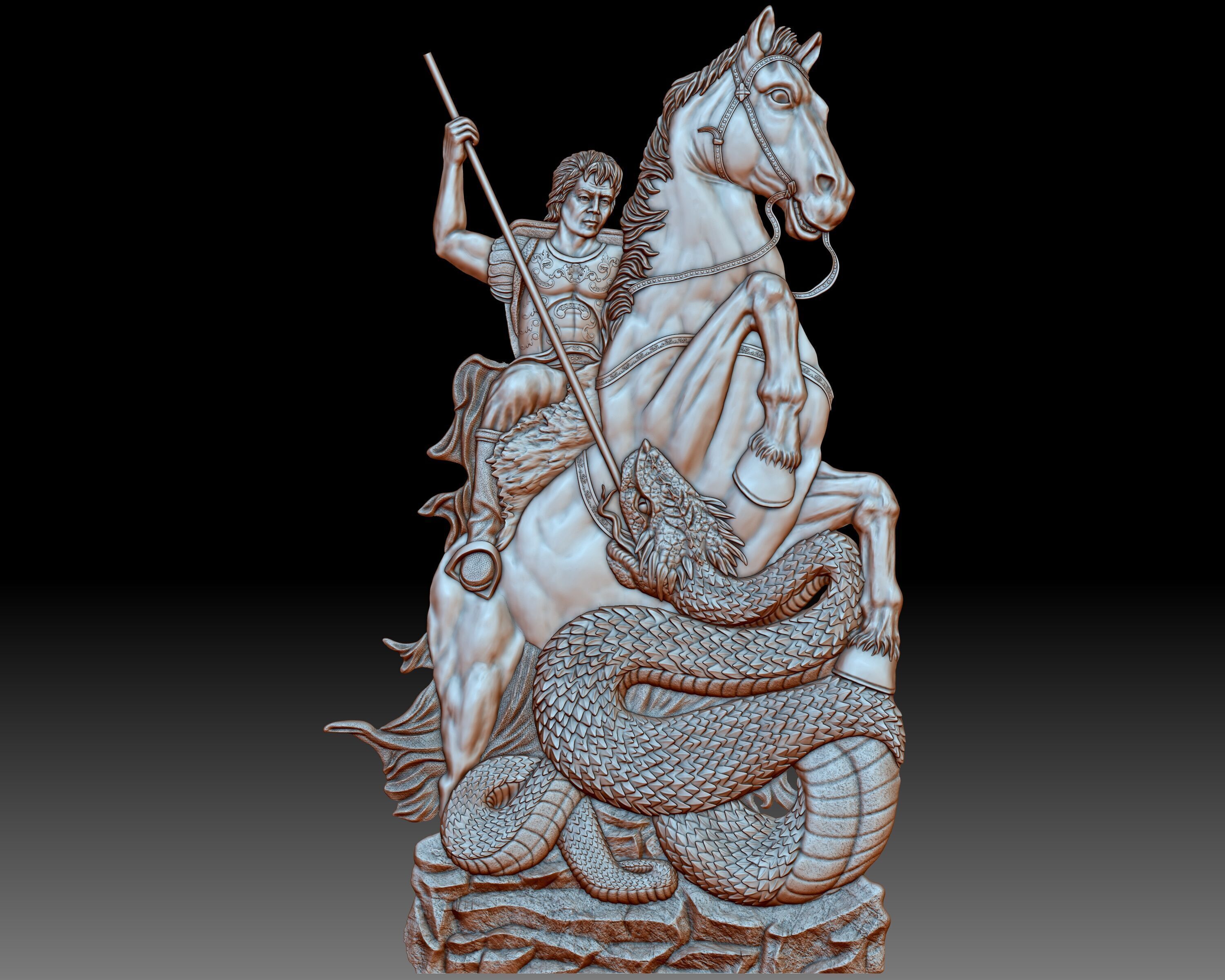 Saint George bas-relief 3D print model_7