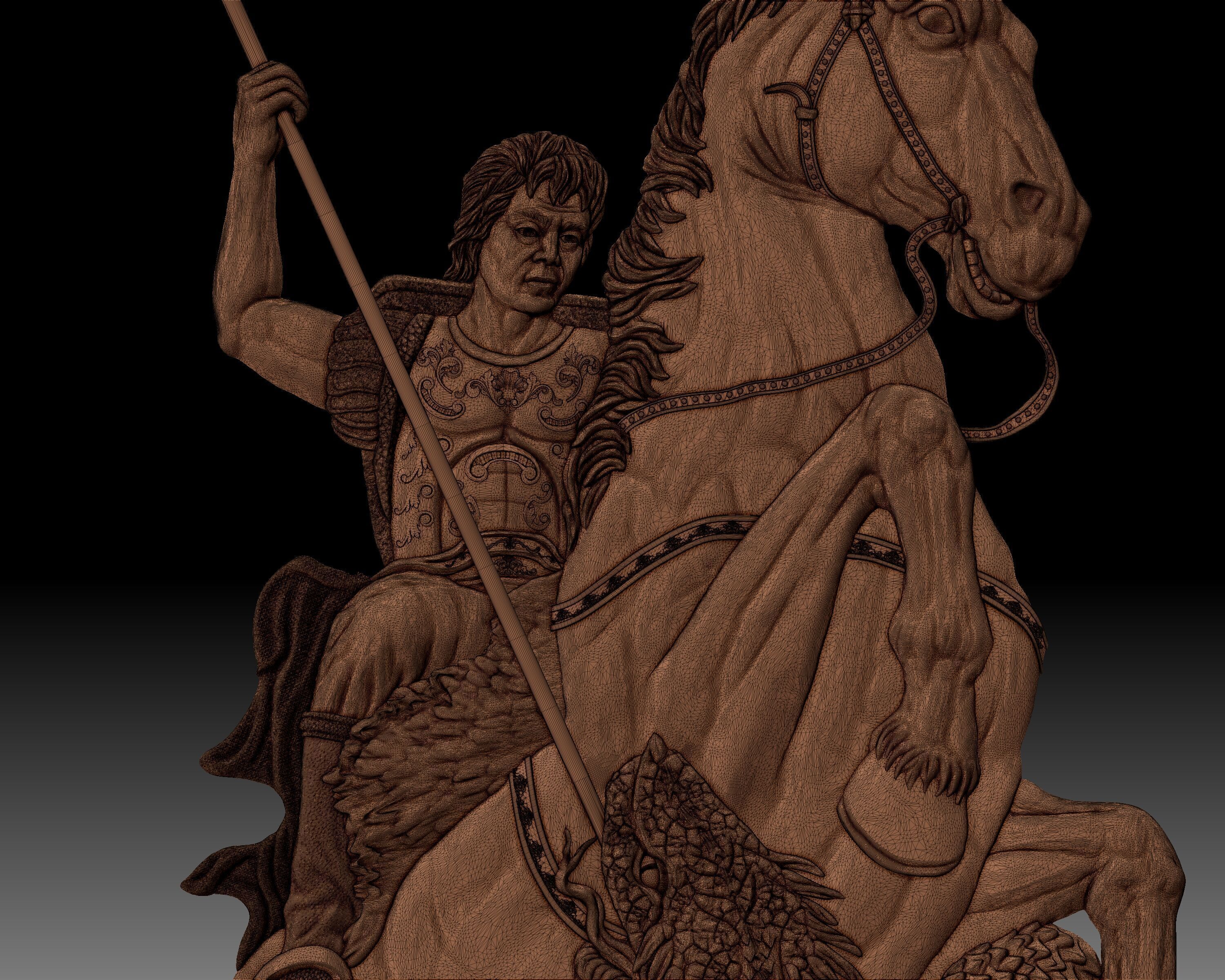 Saint George bas-relief 3D print model_9