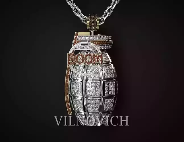 THE PENDANT IS AN ARMY GRENADE ENCRUSTED WITH STONES 3D print model