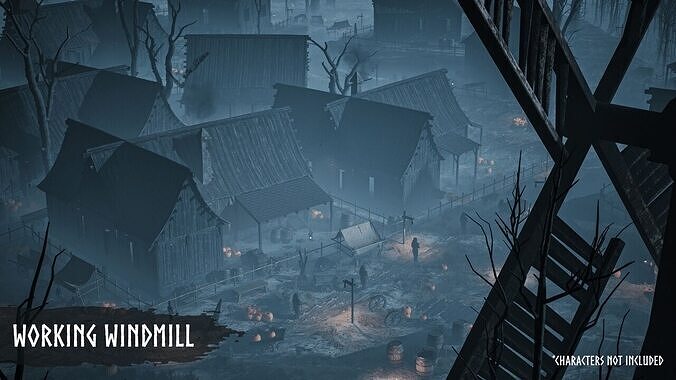 Modular Haunted Village Low-poly 3D model 7