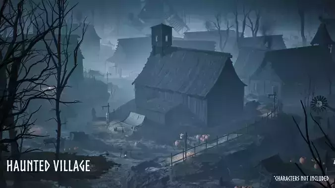 Modular Haunted Village Low-poly 3D model