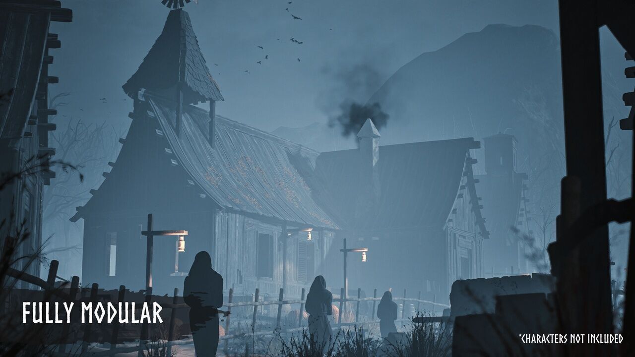 Modular Haunted Village Low-poly 3D model_4