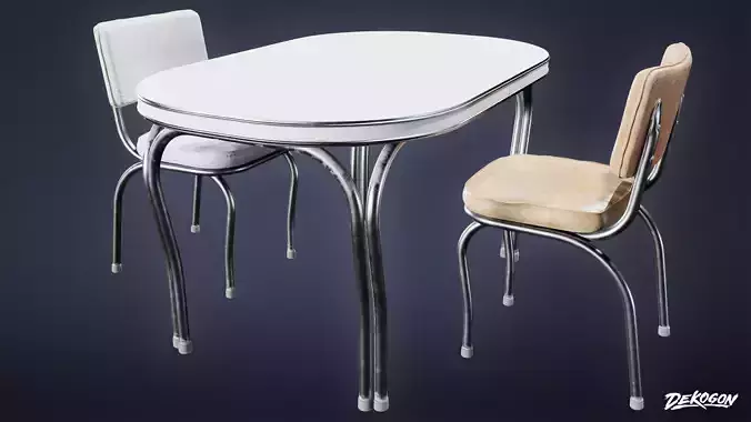 SUBURBS - Table Chair Set 04 - LOW POLY AND NANITE