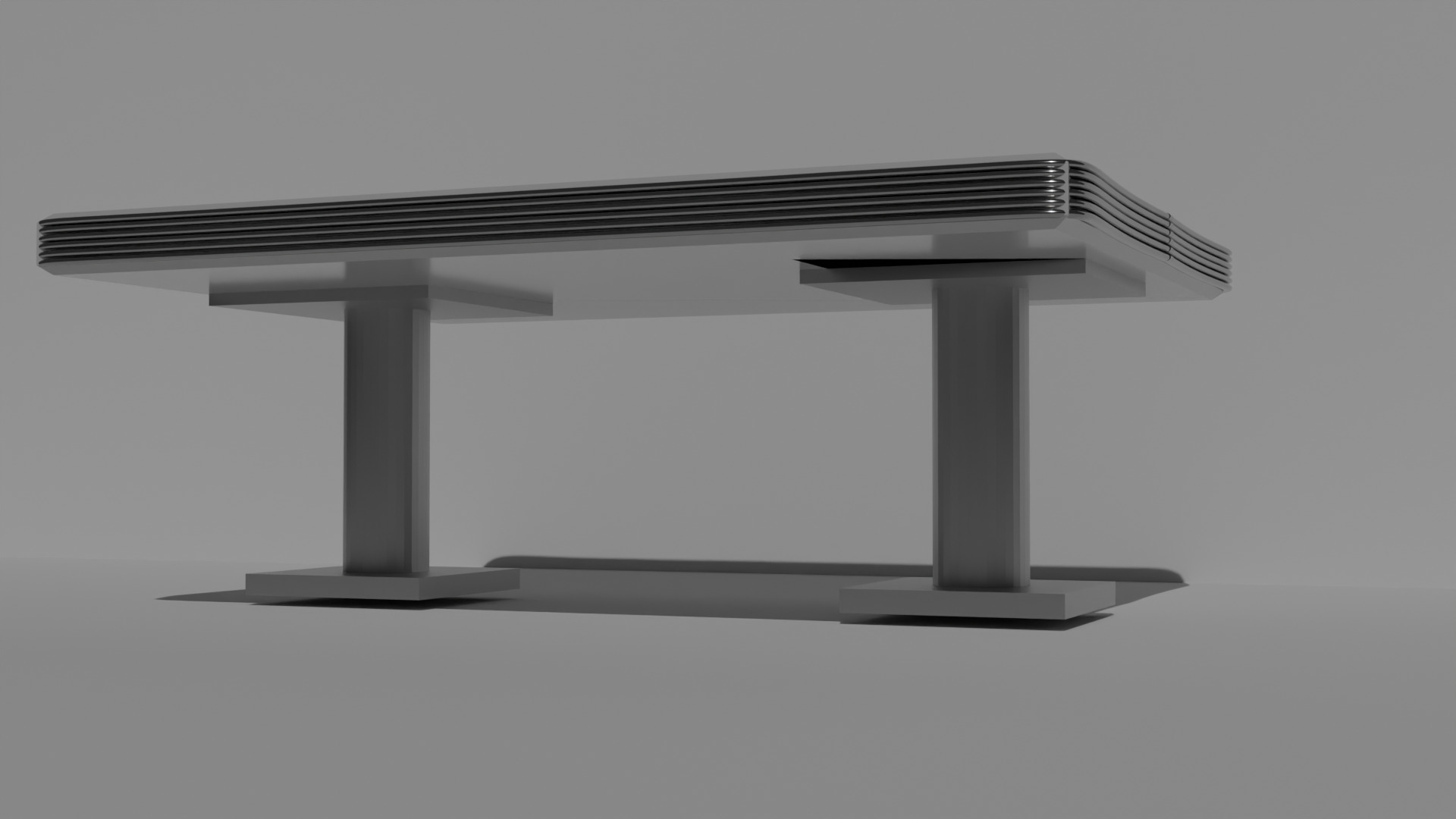 retro dinners 50s rectangular table Low-poly 3D model_1