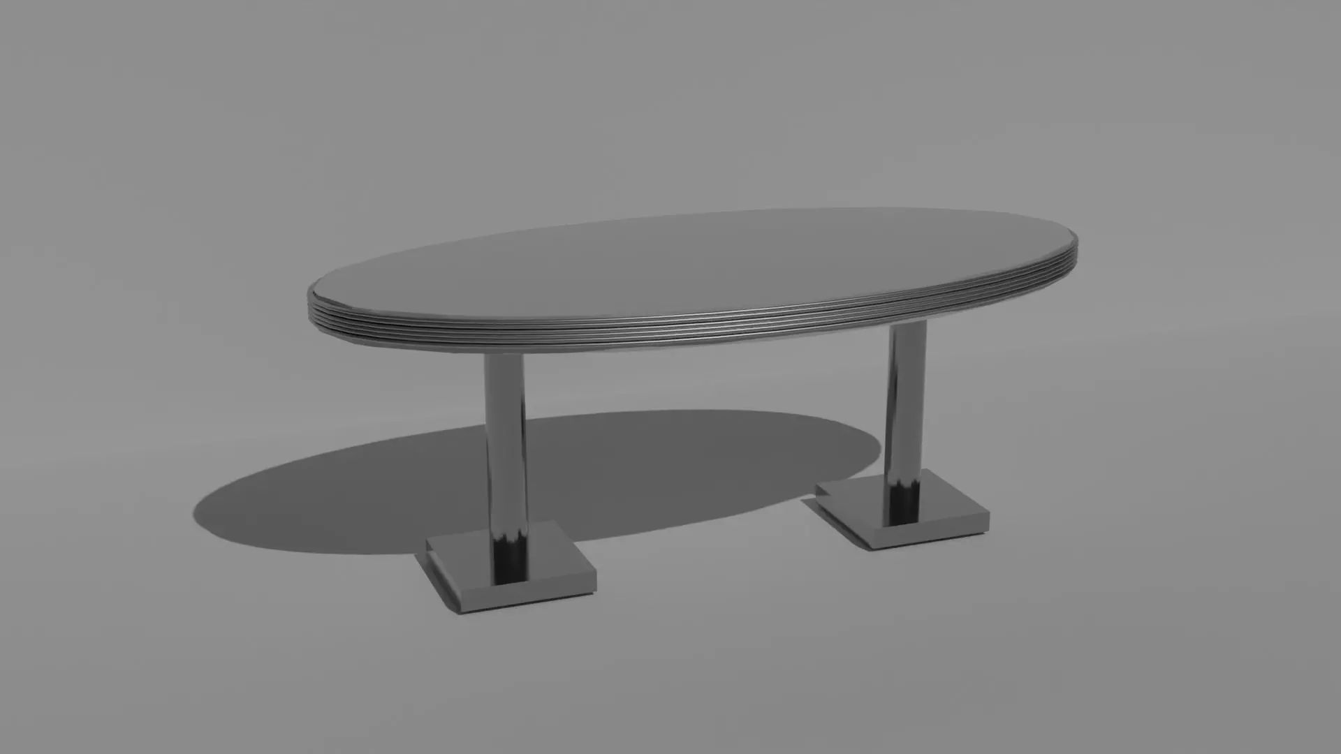 retro dinners 50s oval table Low-poly 3D model_0