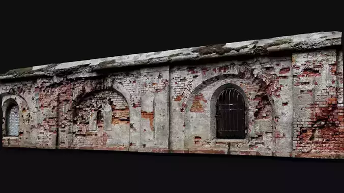 ruins abandoned fortress brickwall facade part6 photogrammetry