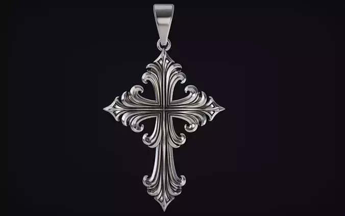 Gothic cross Pendant 04 3D print model
