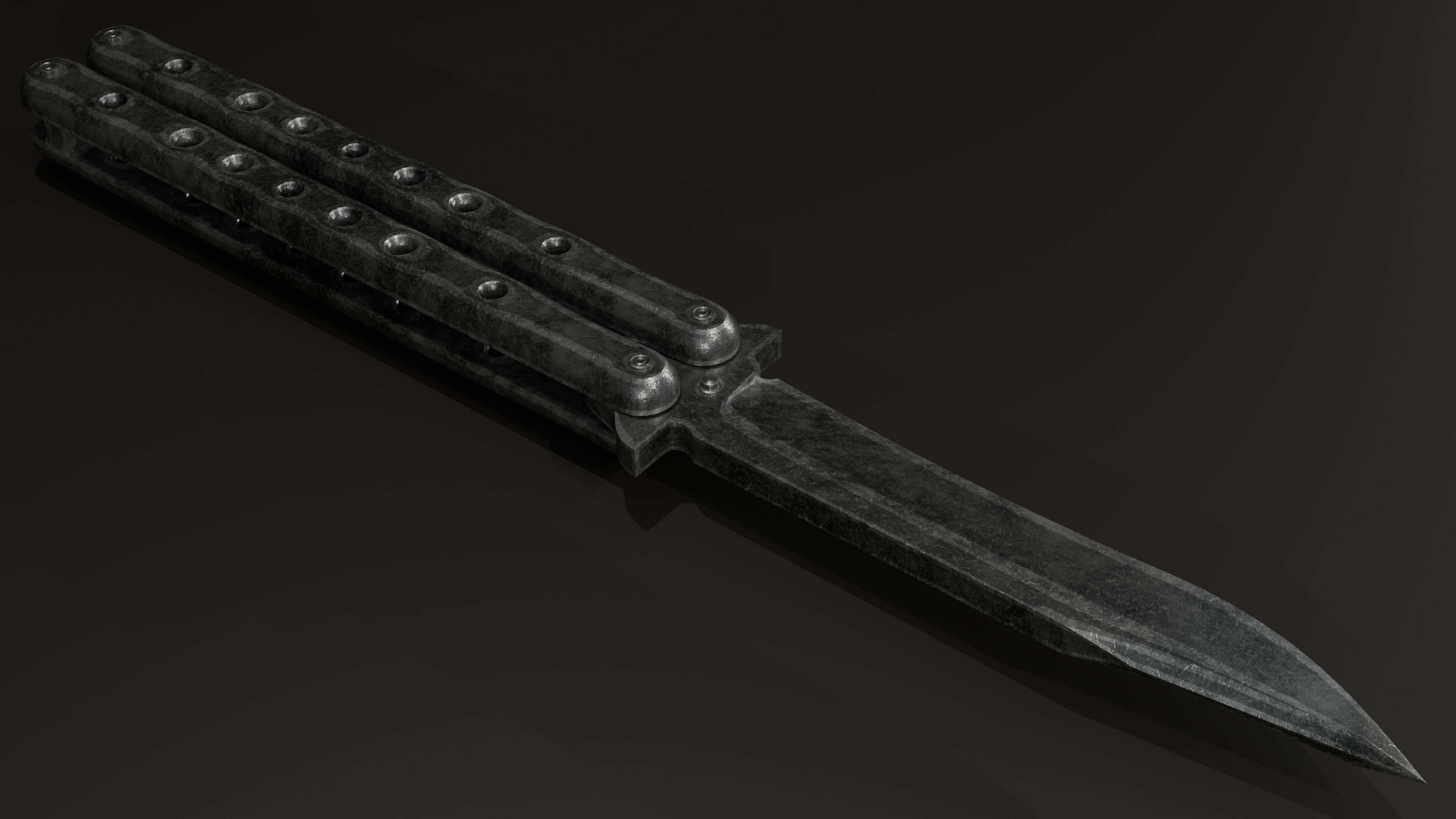 Balisong - Butterfly Knife Low-poly 3D model_9