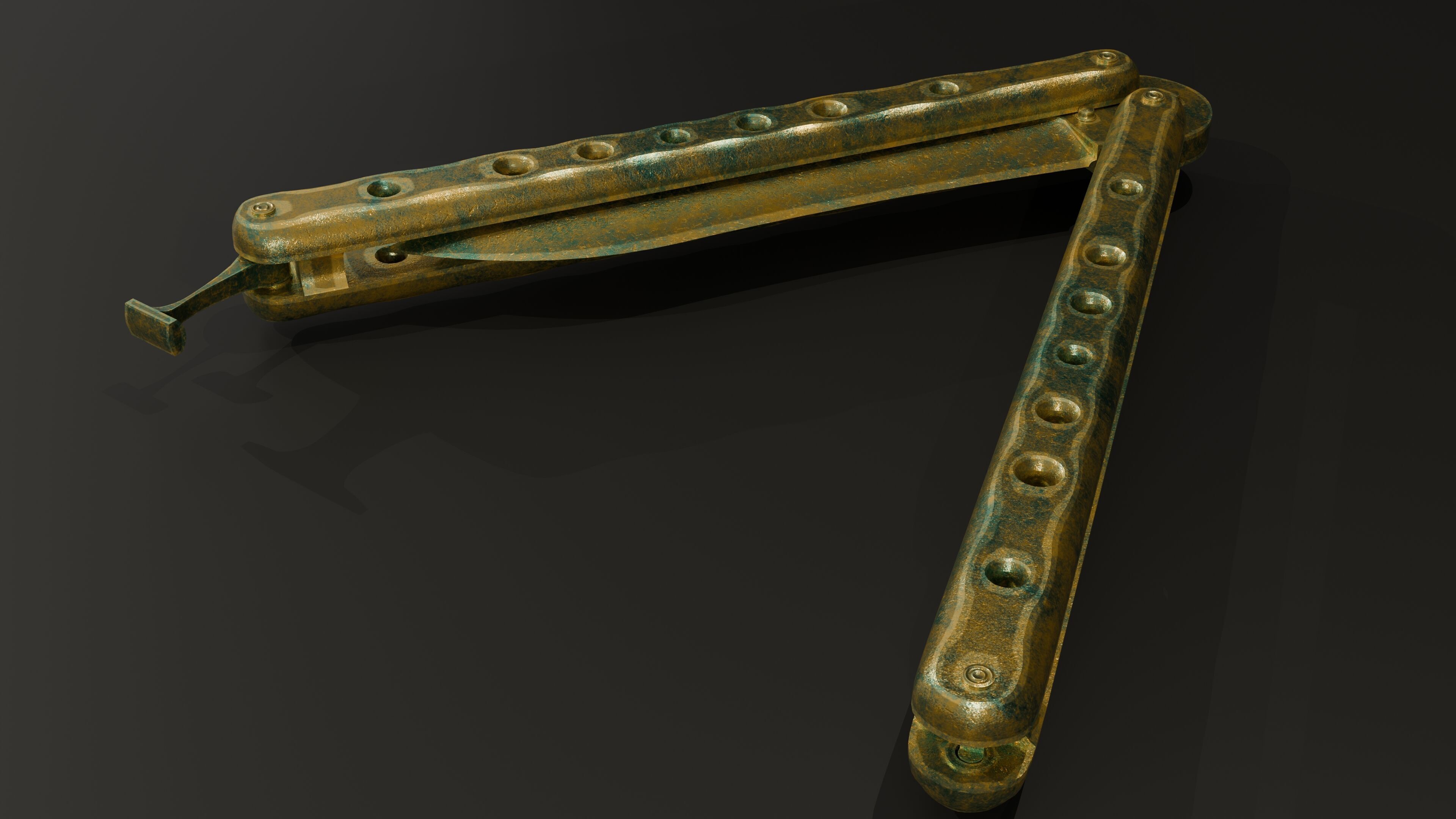 Balisong - Butterfly Knife Low-poly 3D model_13