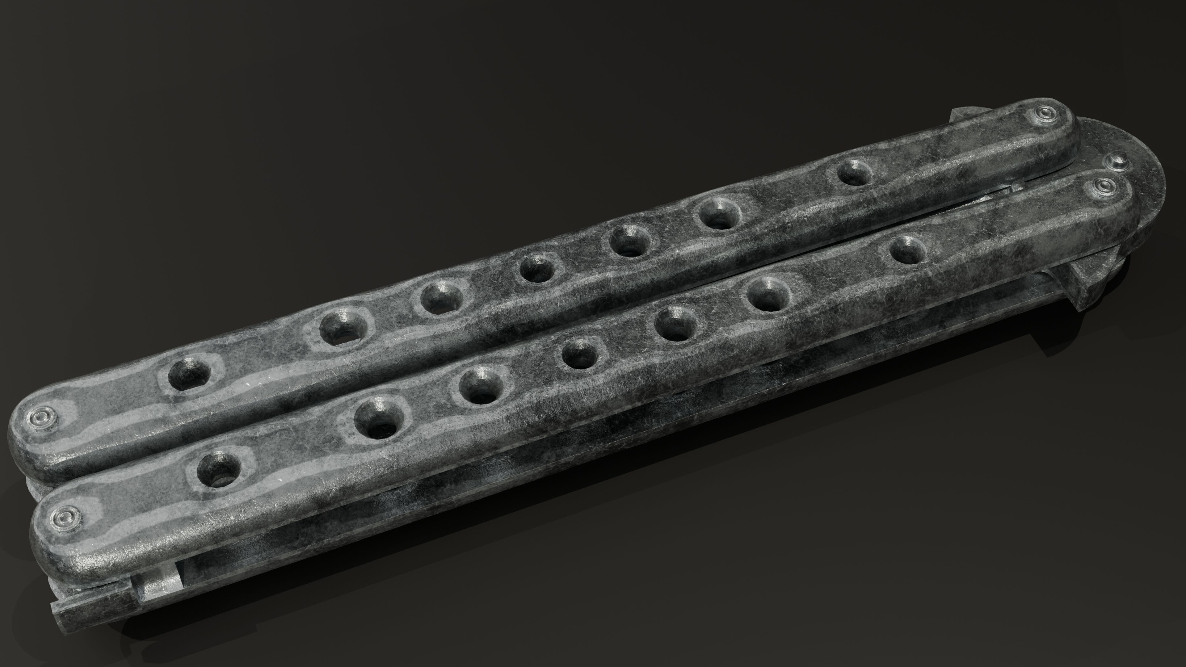 Balisong - Butterfly Knife Low-poly 3D model_17