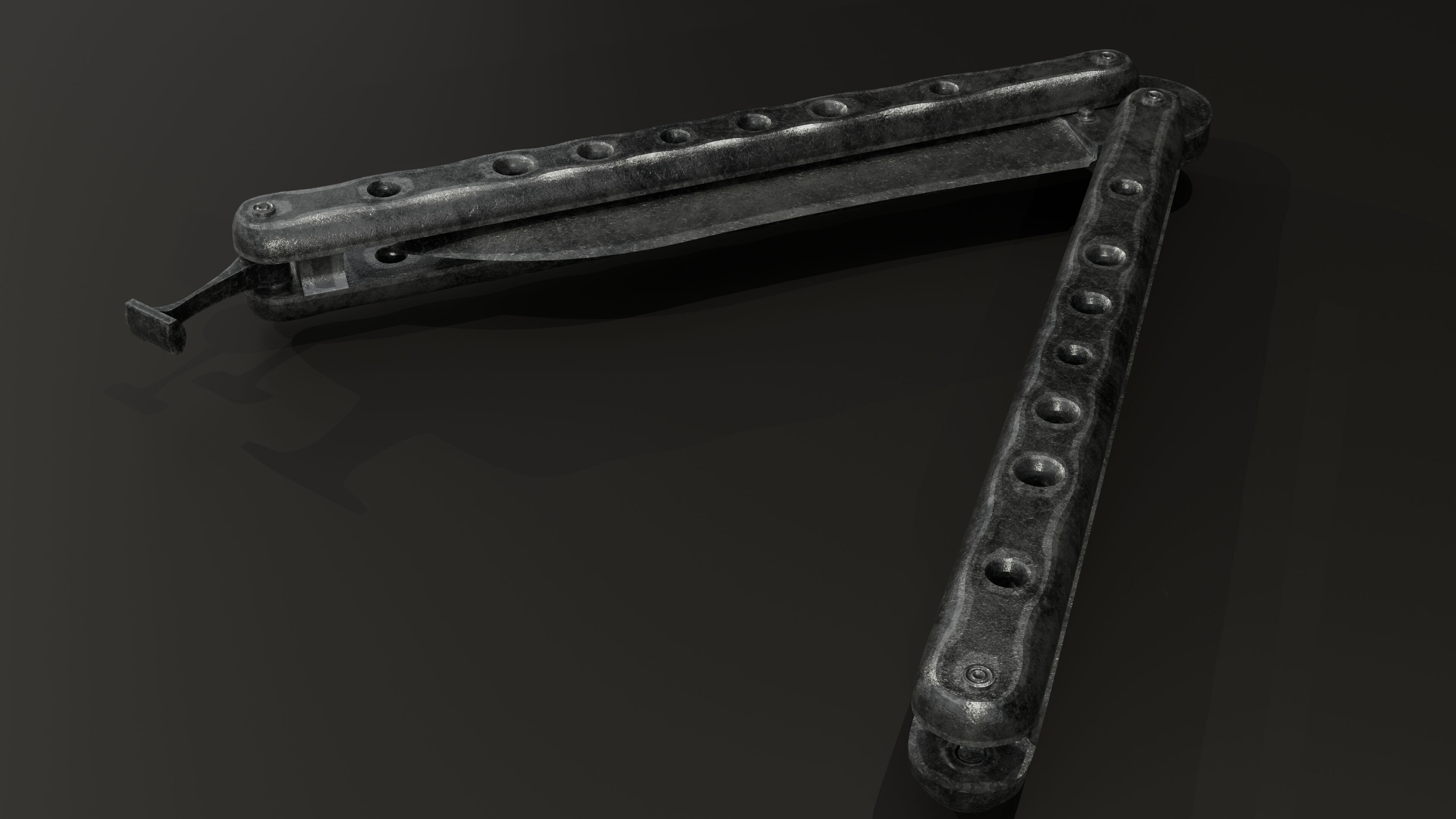 Balisong - Butterfly Knife Low-poly 3D model_14