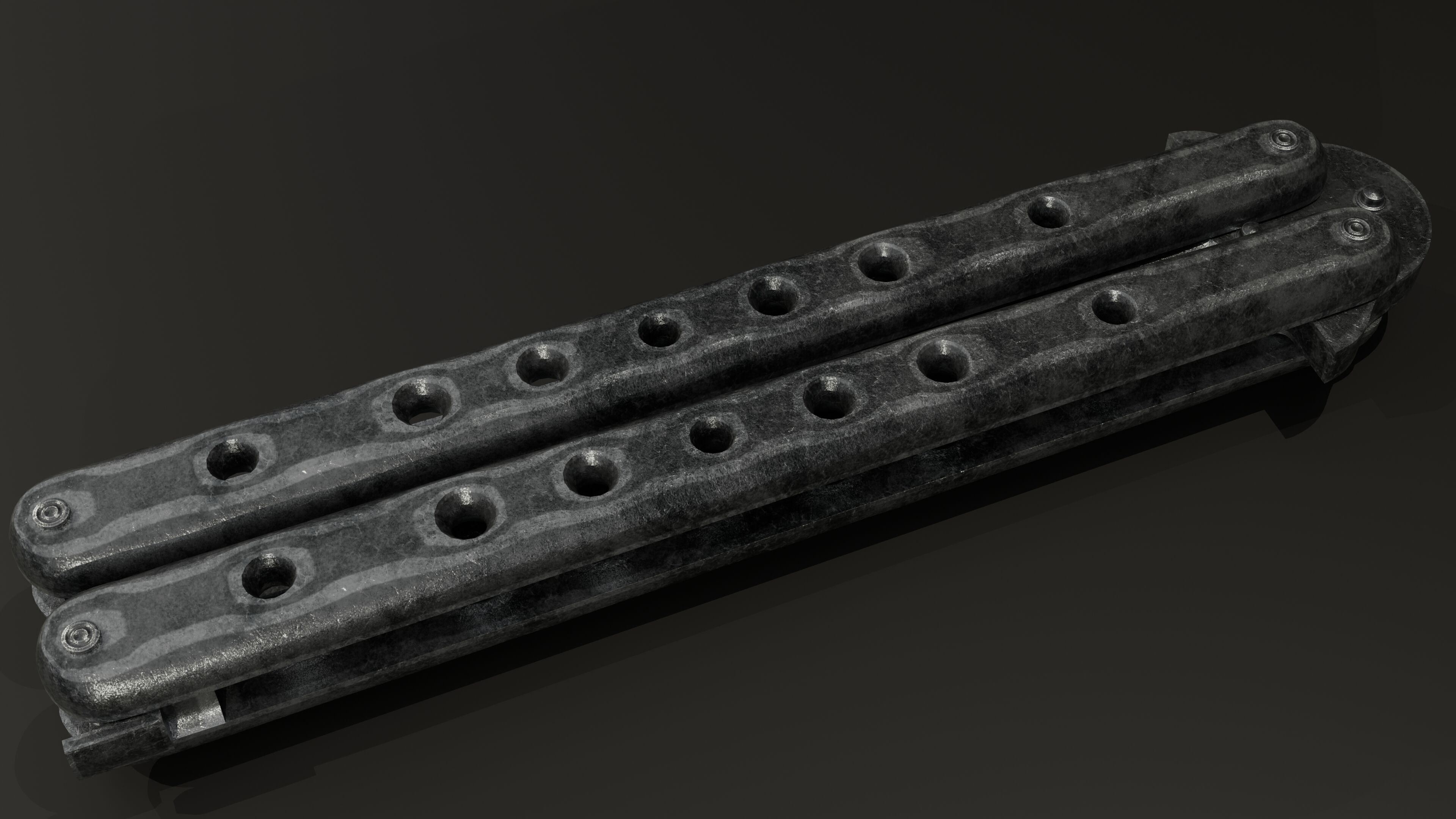 Balisong - Butterfly Knife Low-poly 3D model_19