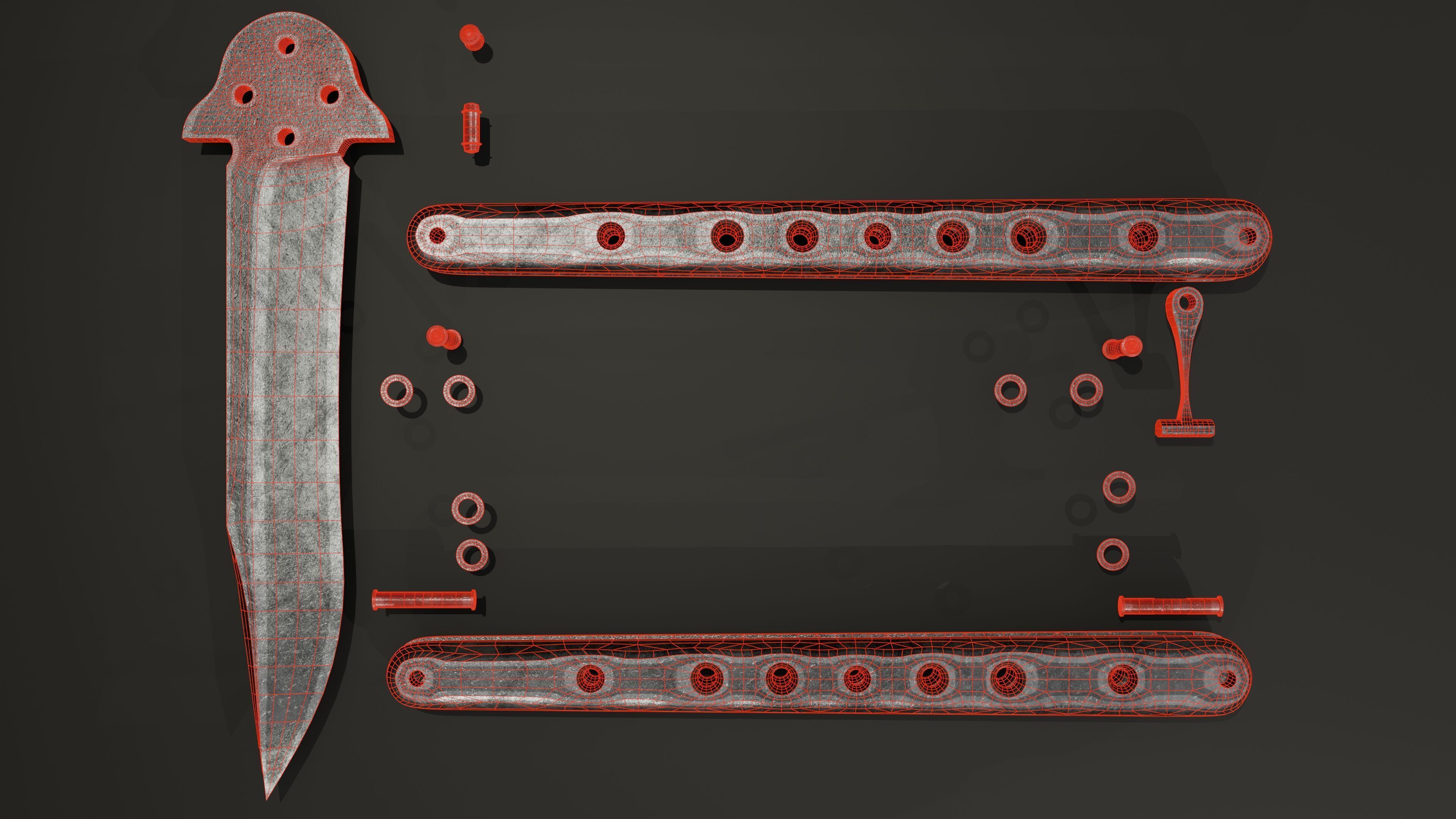 Balisong - Butterfly Knife Low-poly 3D model_25
