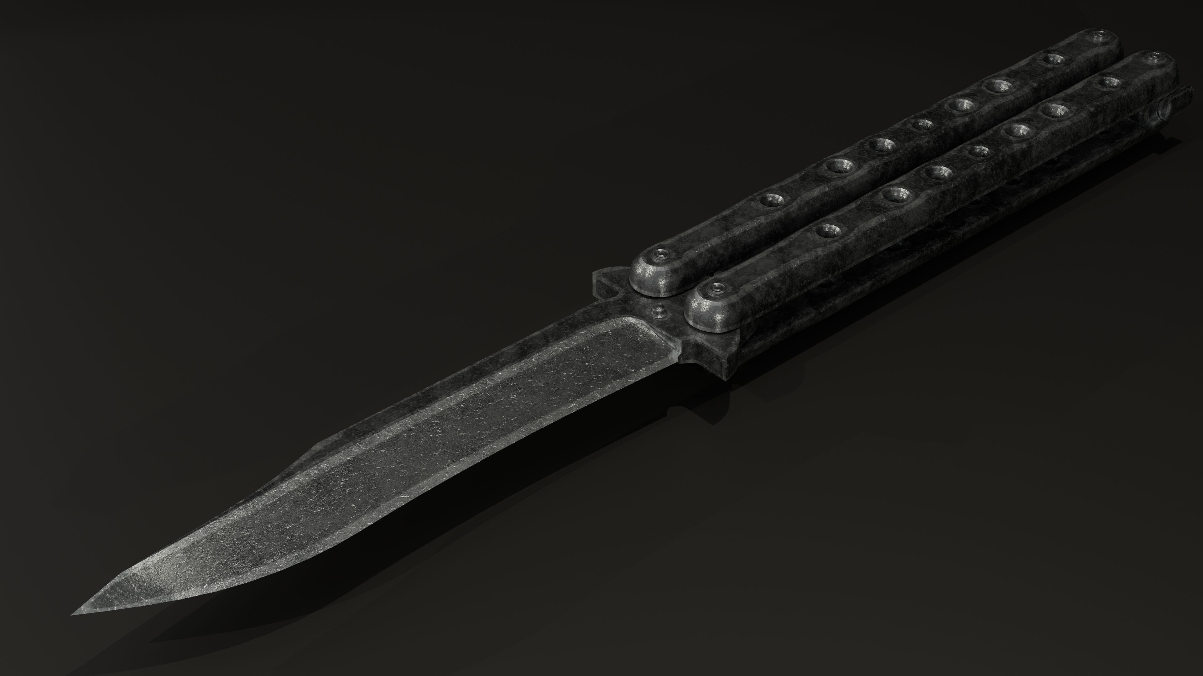 Balisong - Butterfly Knife Low-poly 3D model_4
