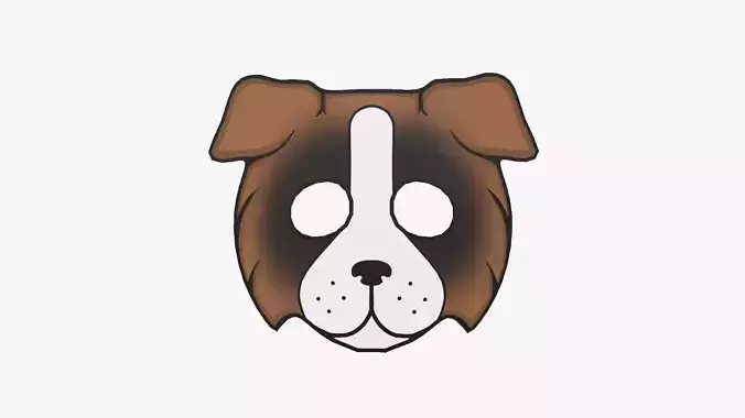 Dog Mask Paper 02 - Character Design Fashion Low-poly 3D model