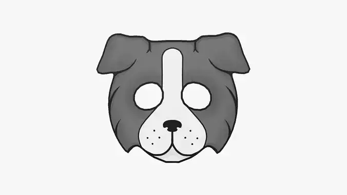 Dog Mask Paper 01 - Character Design Fashion Low-poly 3D model