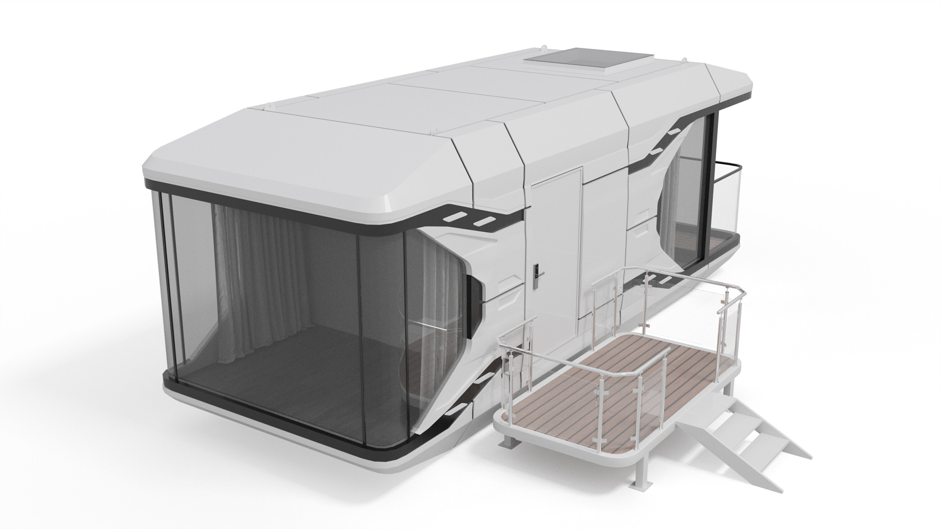 Capsule Modular One-Room House Low-poly 3D model_1