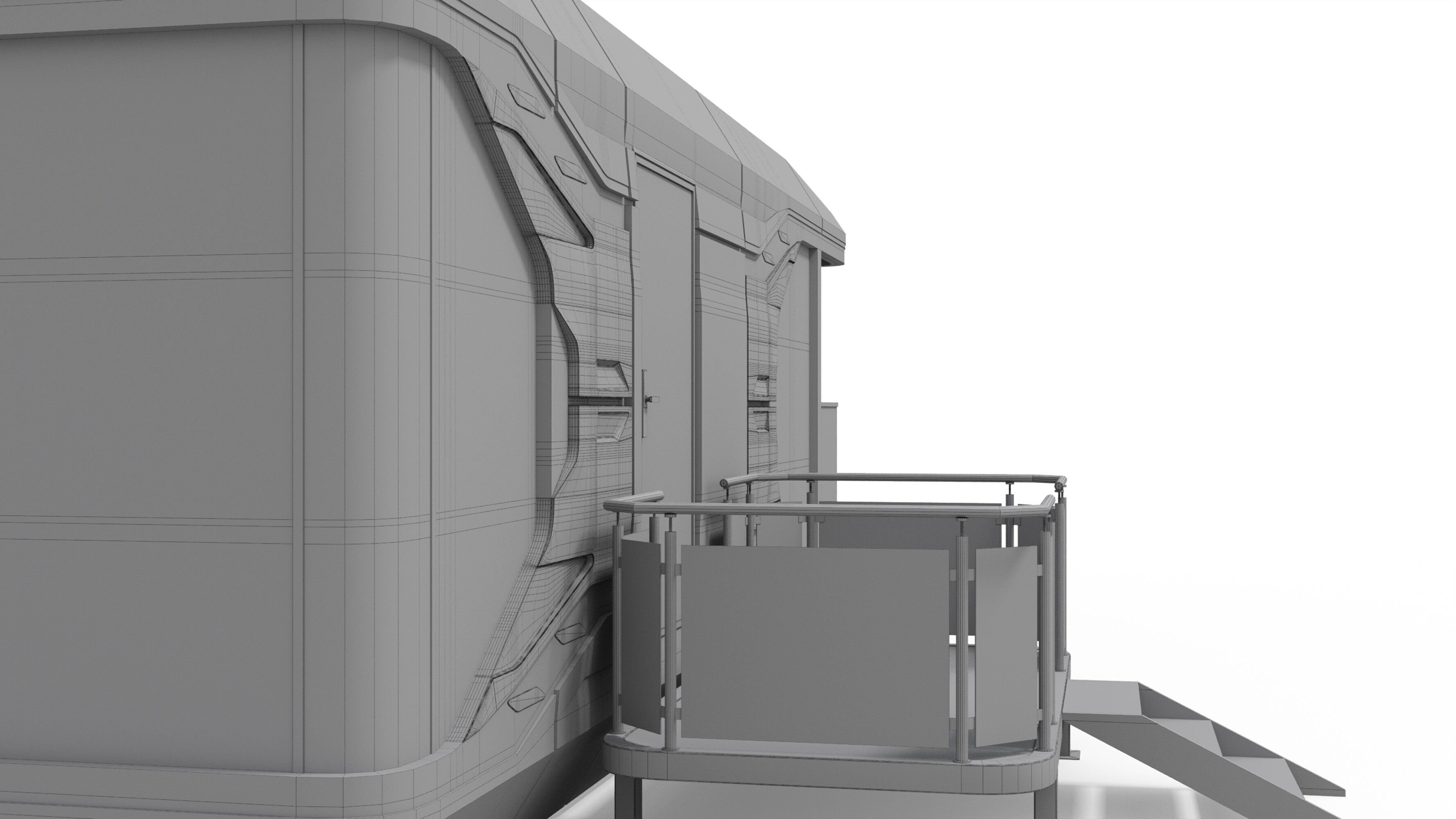 Capsule Modular One-Room House Low-poly 3D model_17