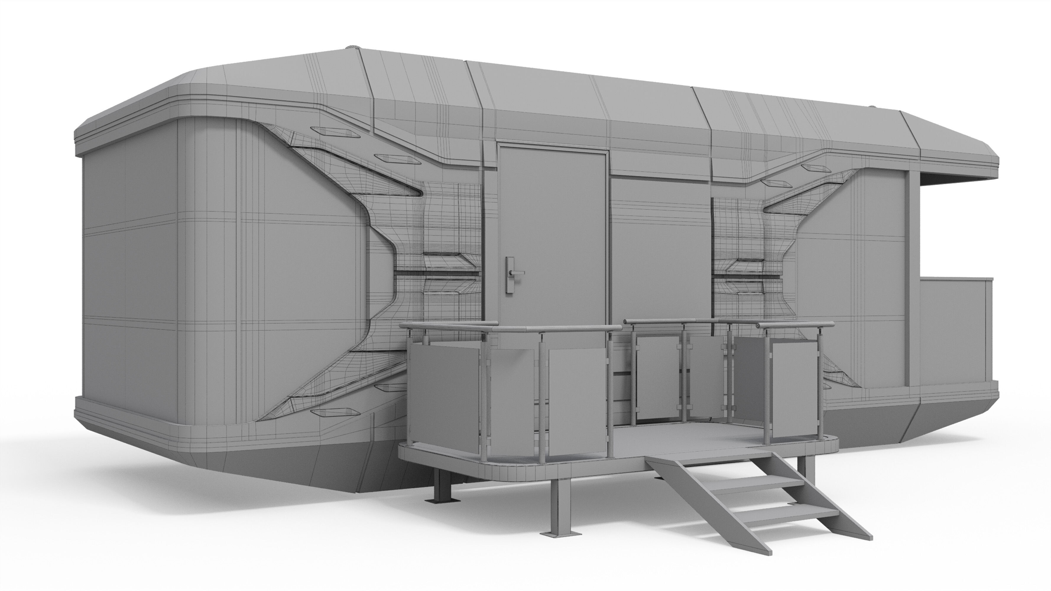 Capsule Modular One-Room House Low-poly 3D model_13