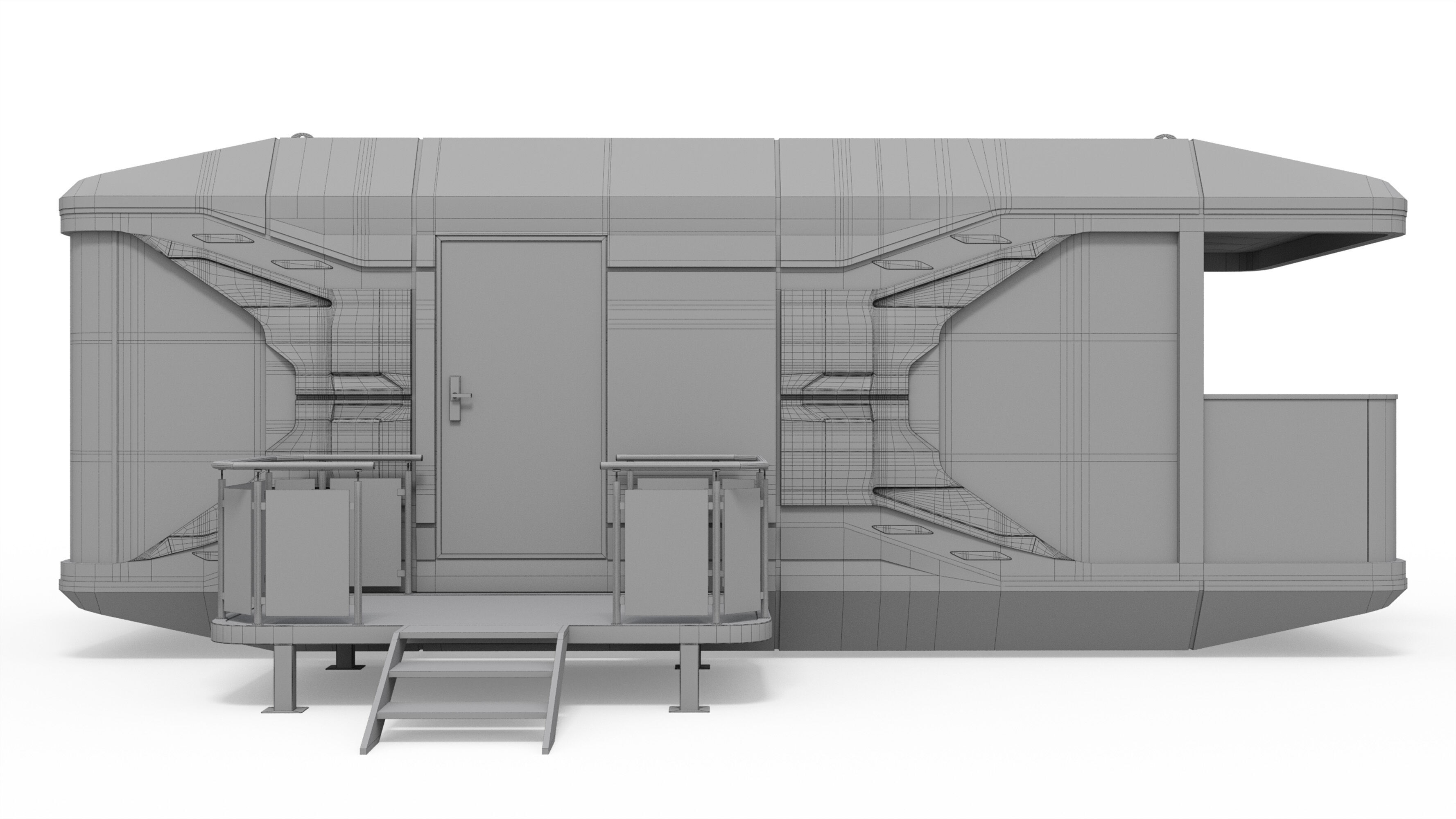 Capsule Modular One-Room House Low-poly 3D model_12