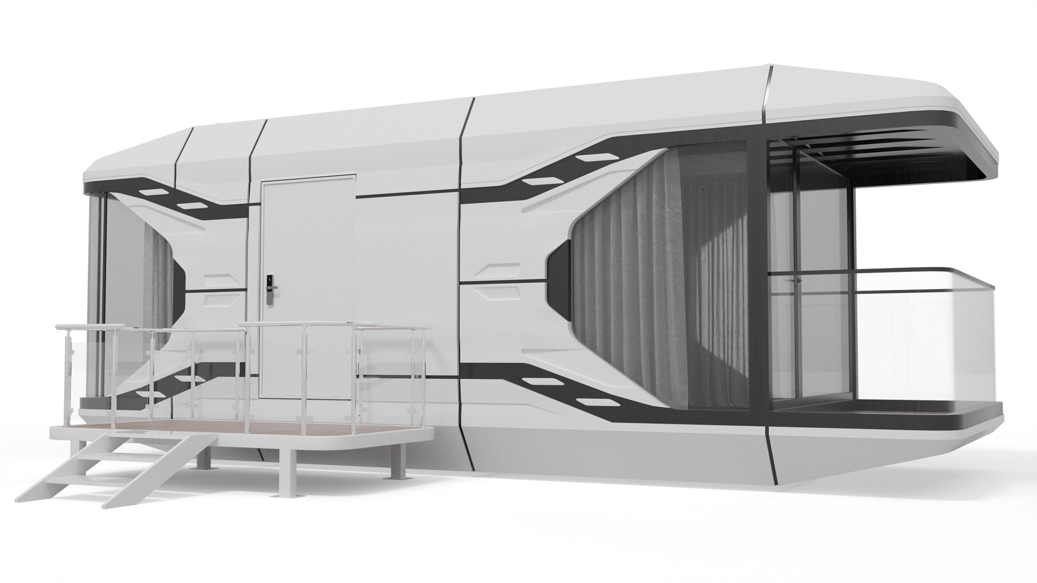 Capsule Modular One-Room House Low-poly 3D model_11