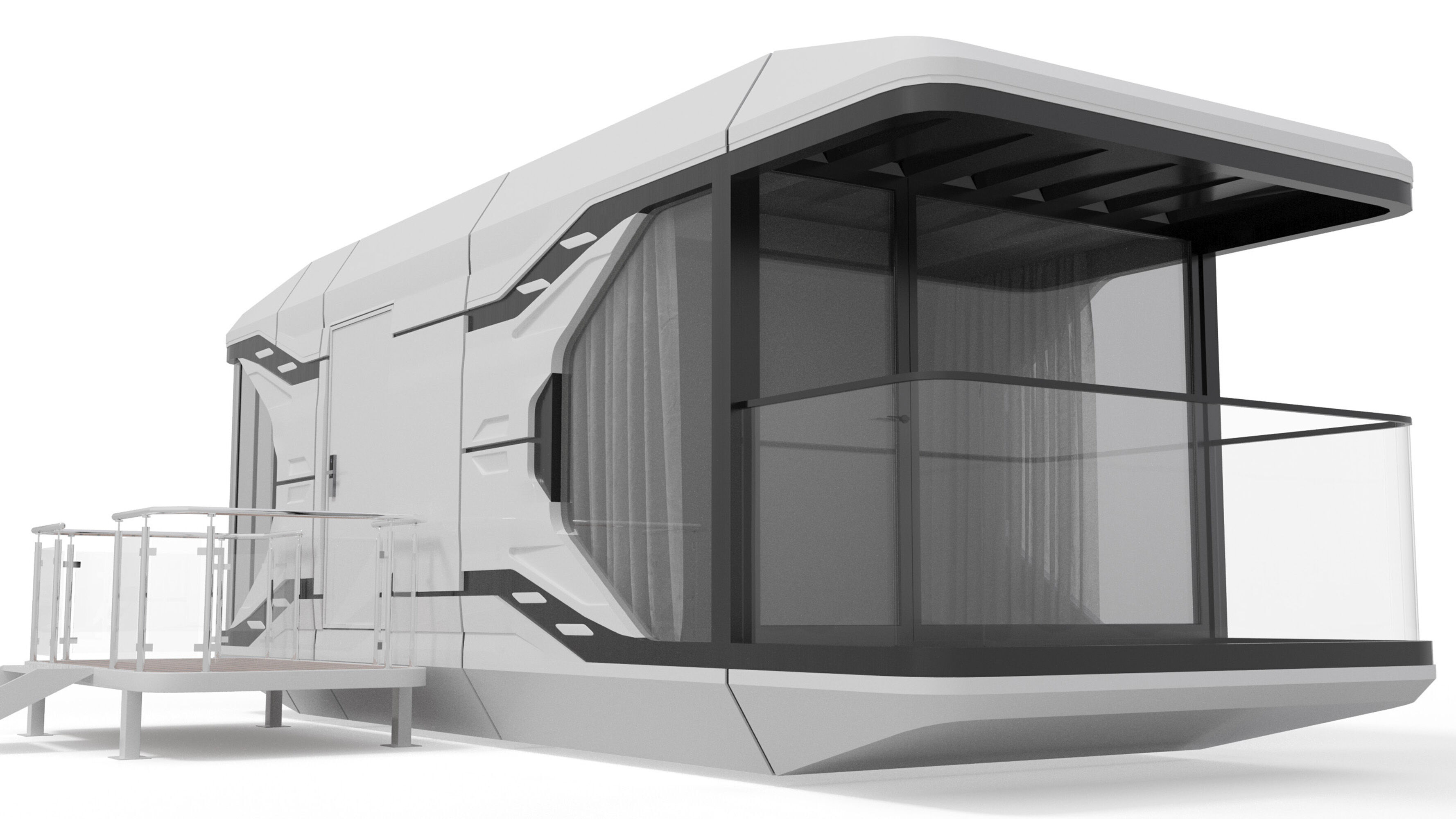 Capsule Modular One-Room House Low-poly 3D model_9