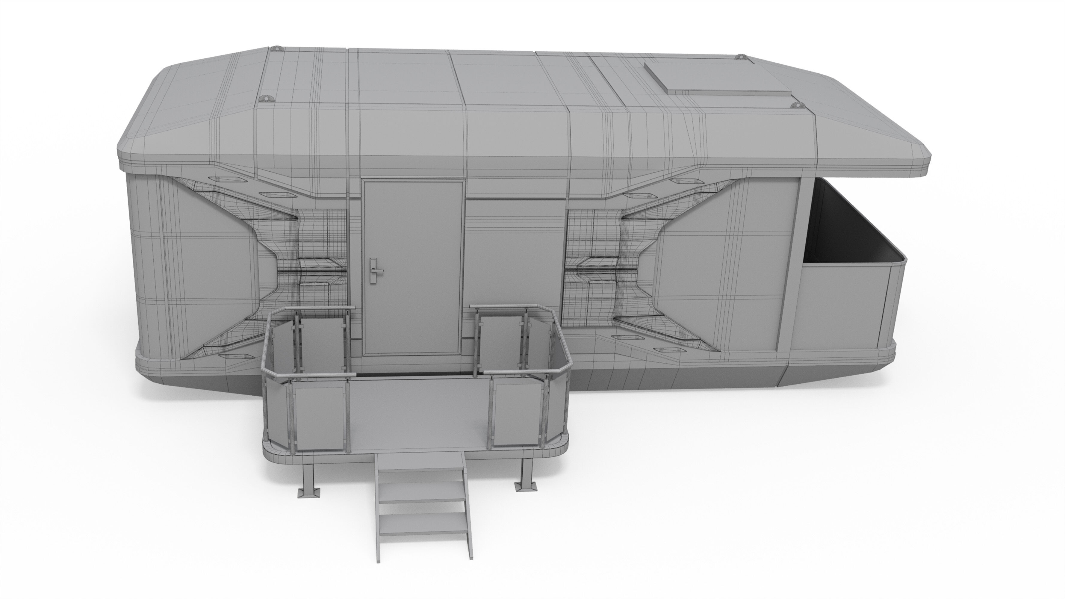 Capsule Modular One-Room House Low-poly 3D model_16