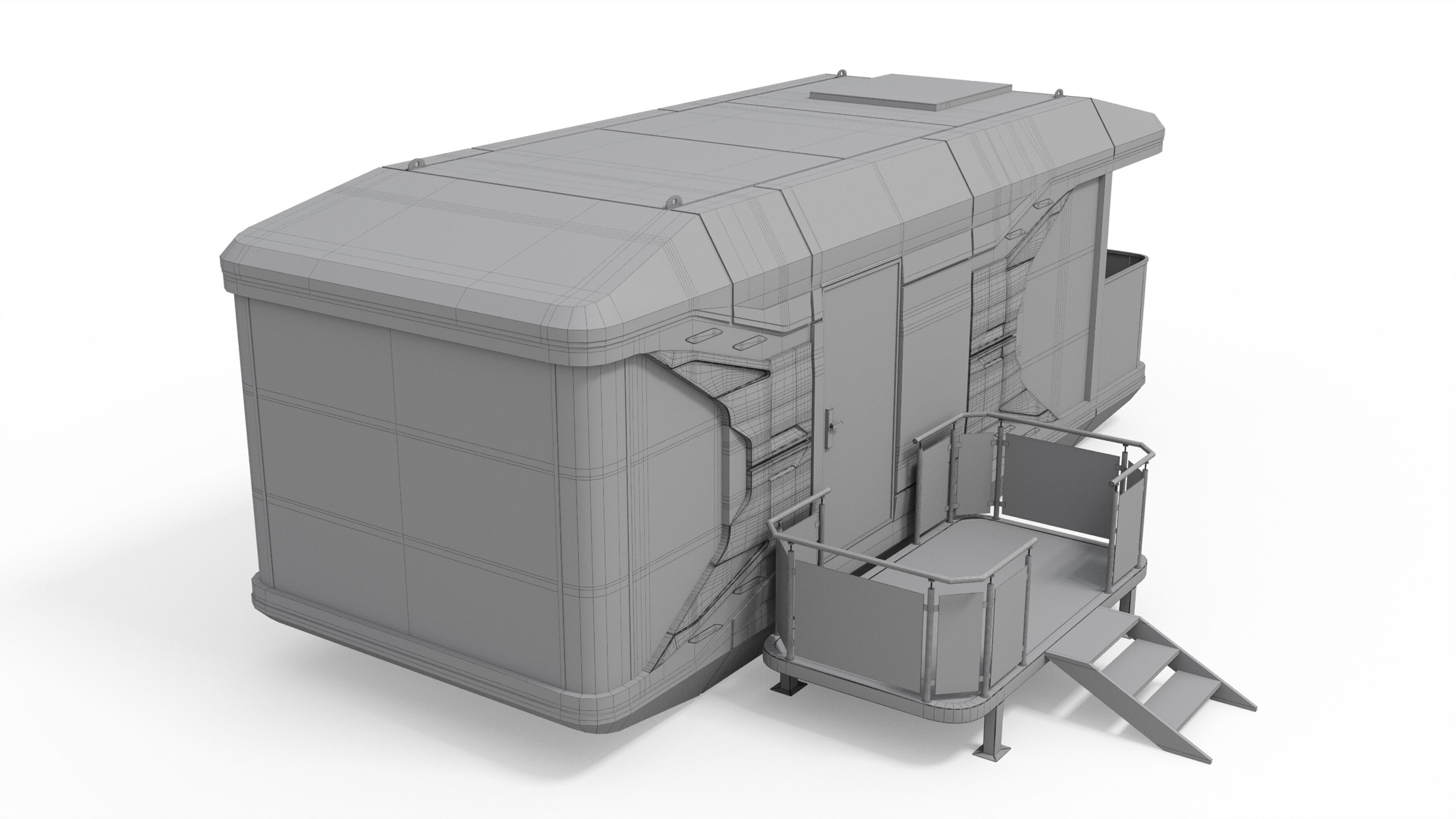 Capsule Modular One-Room House Low-poly 3D model_23