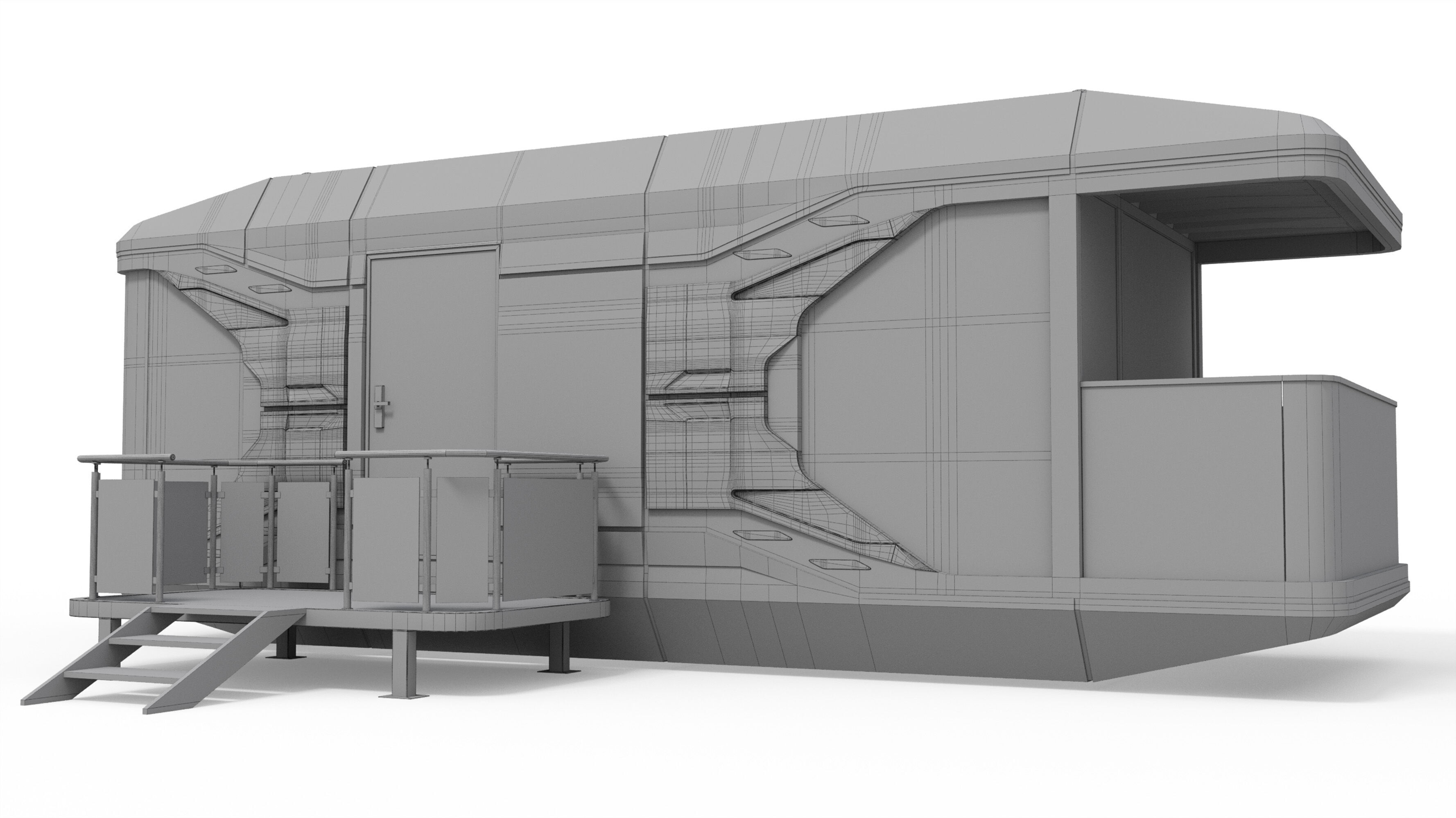 Capsule Modular One-Room House Low-poly 3D model_22