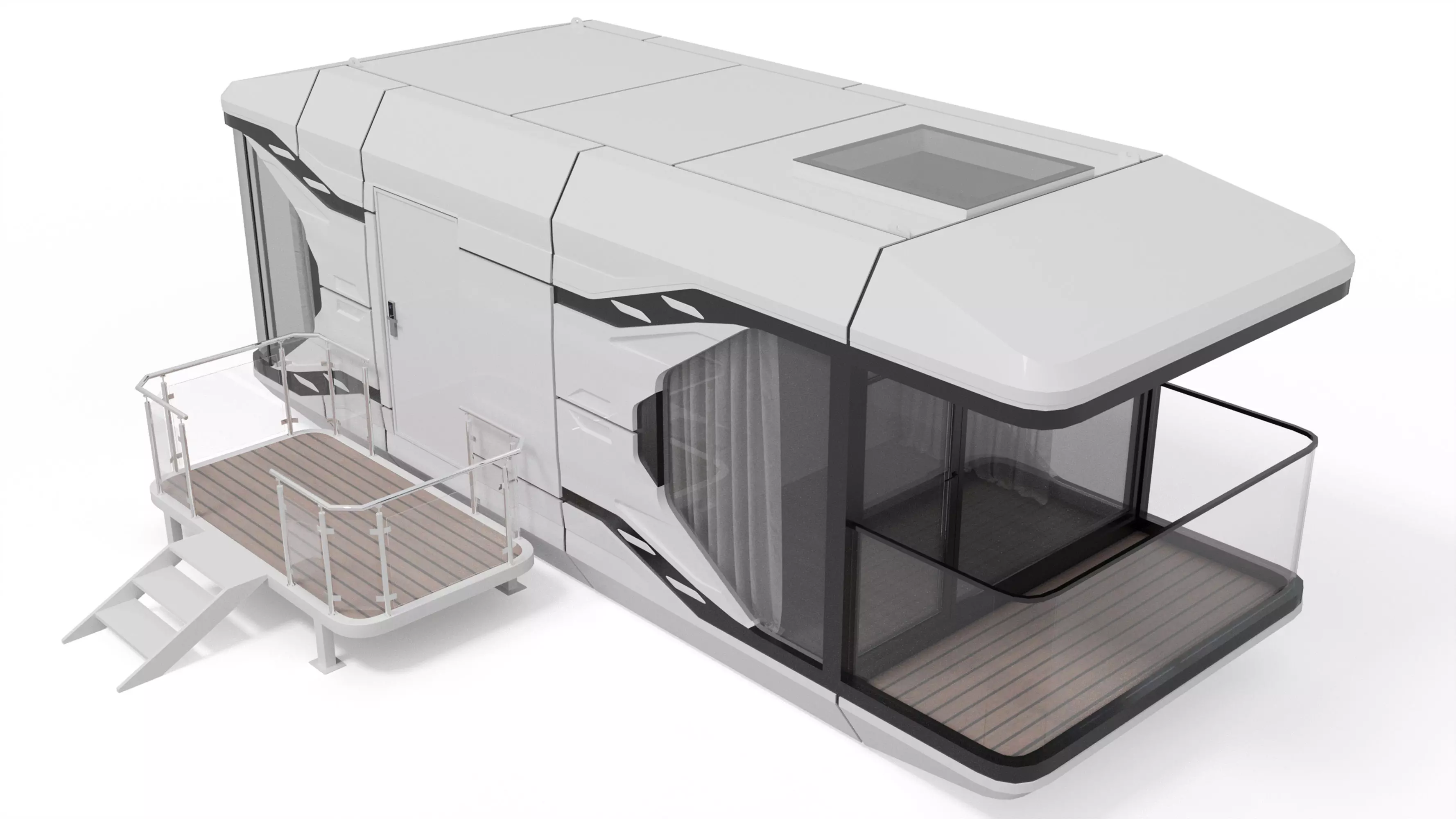 Capsule Modular One-Room House Low-poly 3D model_0