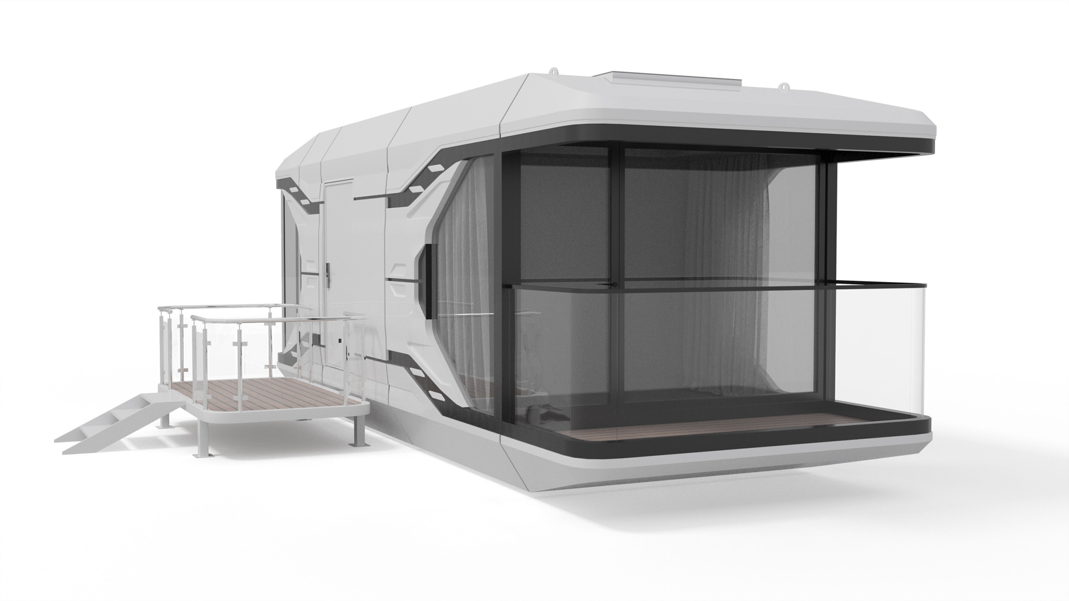 Capsule Modular One-Room House Low-poly 3D model_5