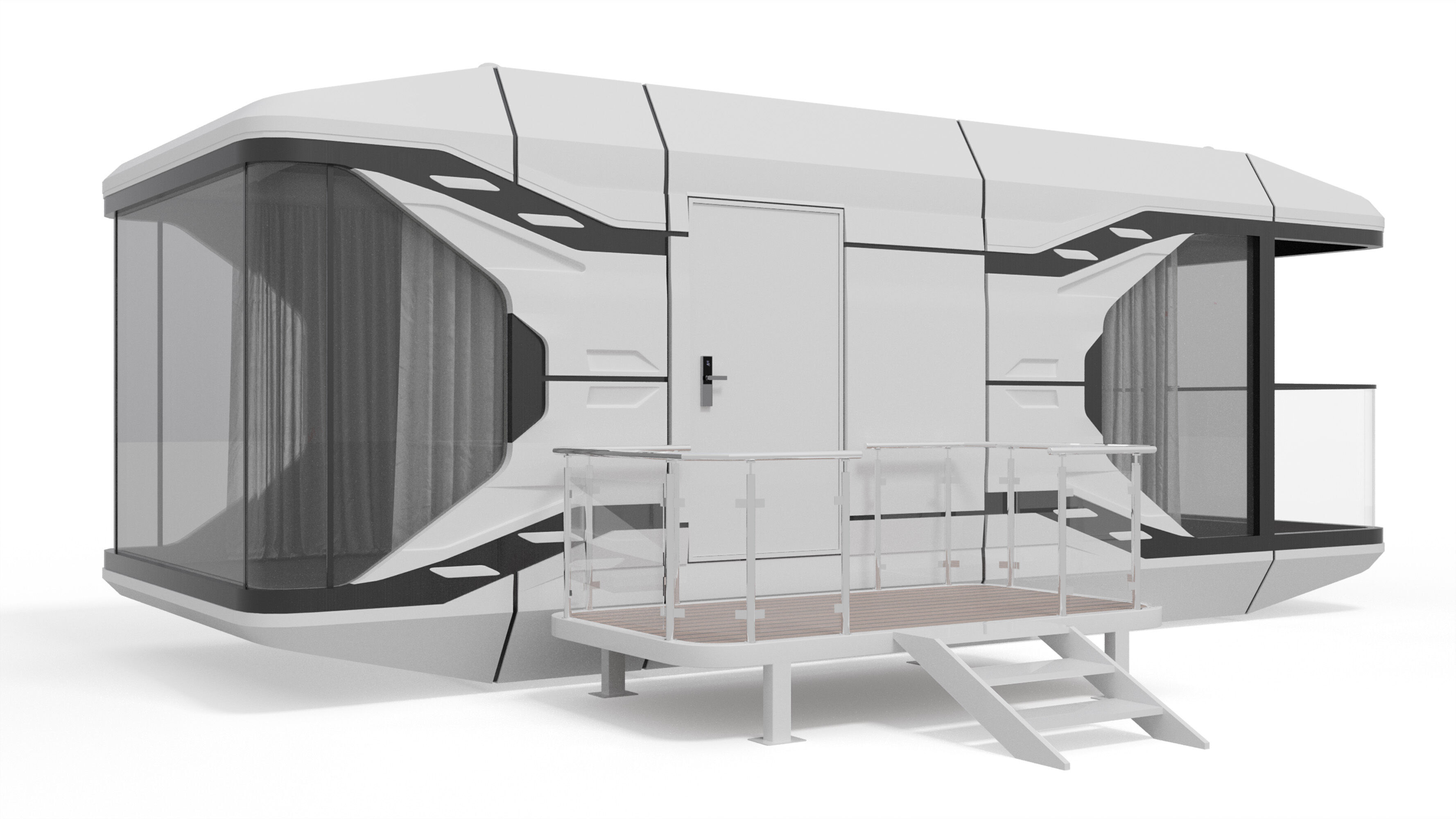 Capsule Modular One-Room House Low-poly 3D model_7