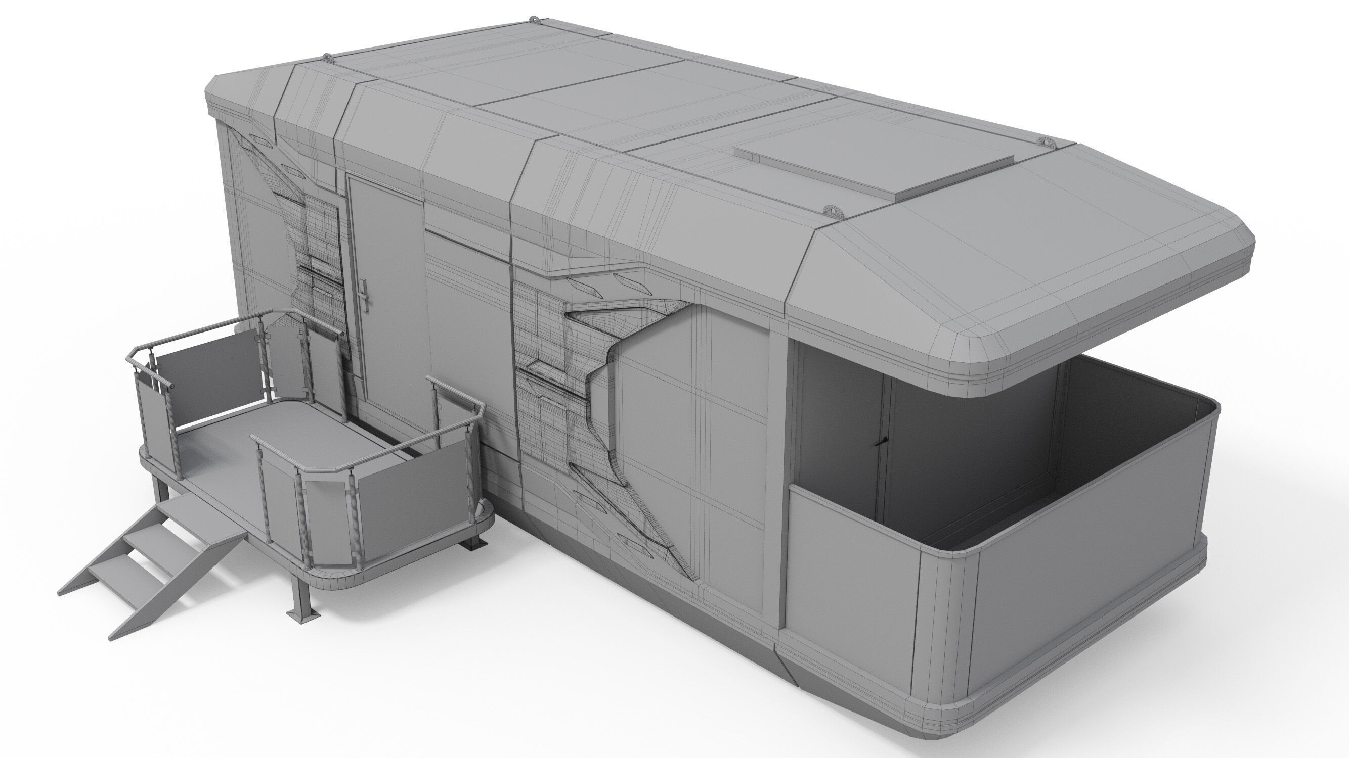 Capsule Modular One-Room House Low-poly 3D model_14