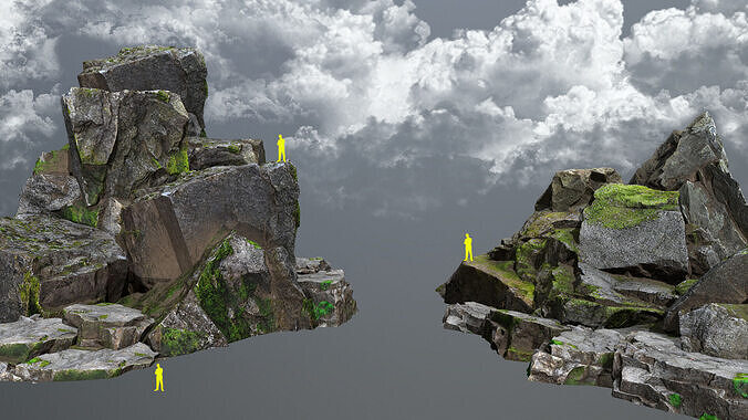 mossy rocks Low-poly 3D model