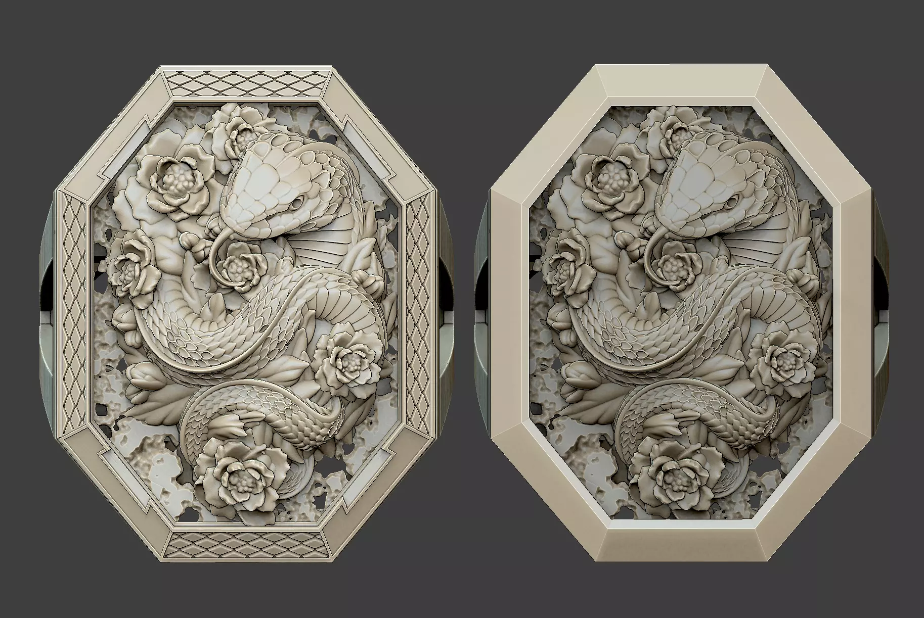 Couple Snake rings design viper anaconda python serpent mamba 3D print model_0