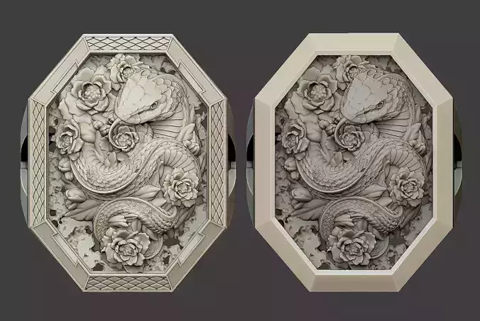 Couple Snake rings design viper anaconda python serpent mamba 3D print model