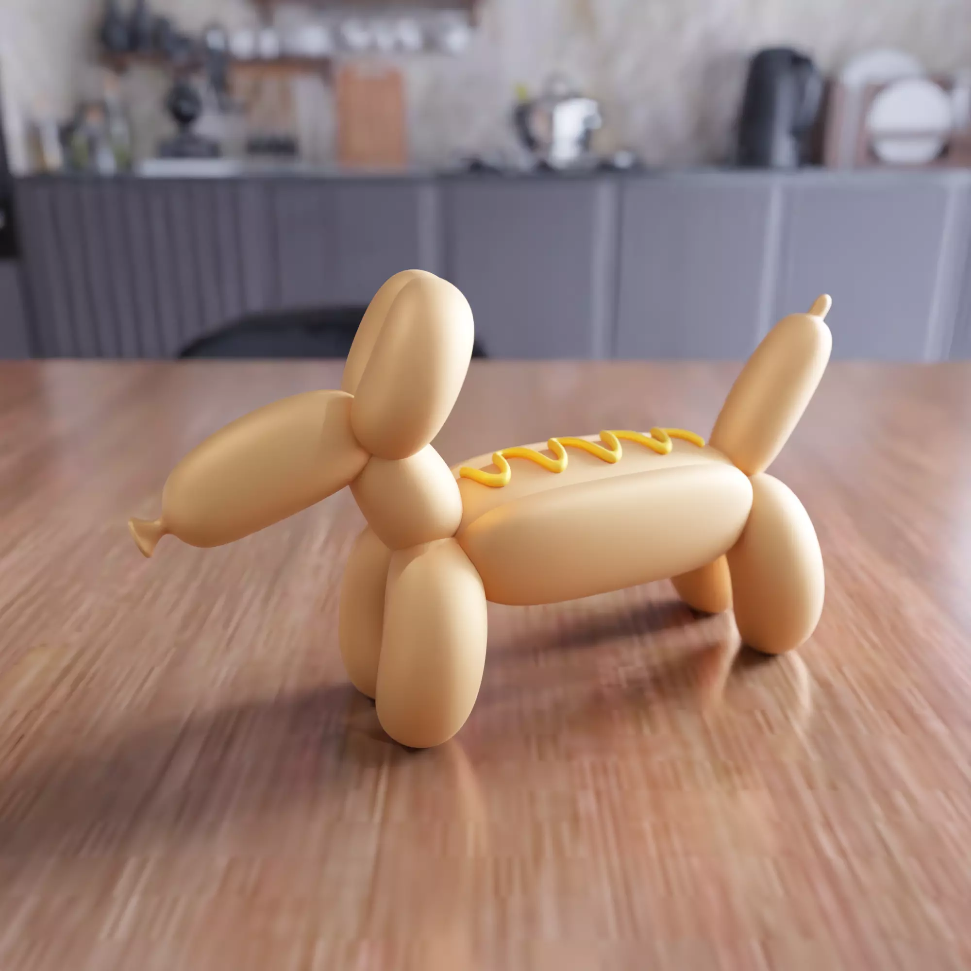 Hotdog-Shaped Sausage Dog Balloon Figure - 431 3D print model_0